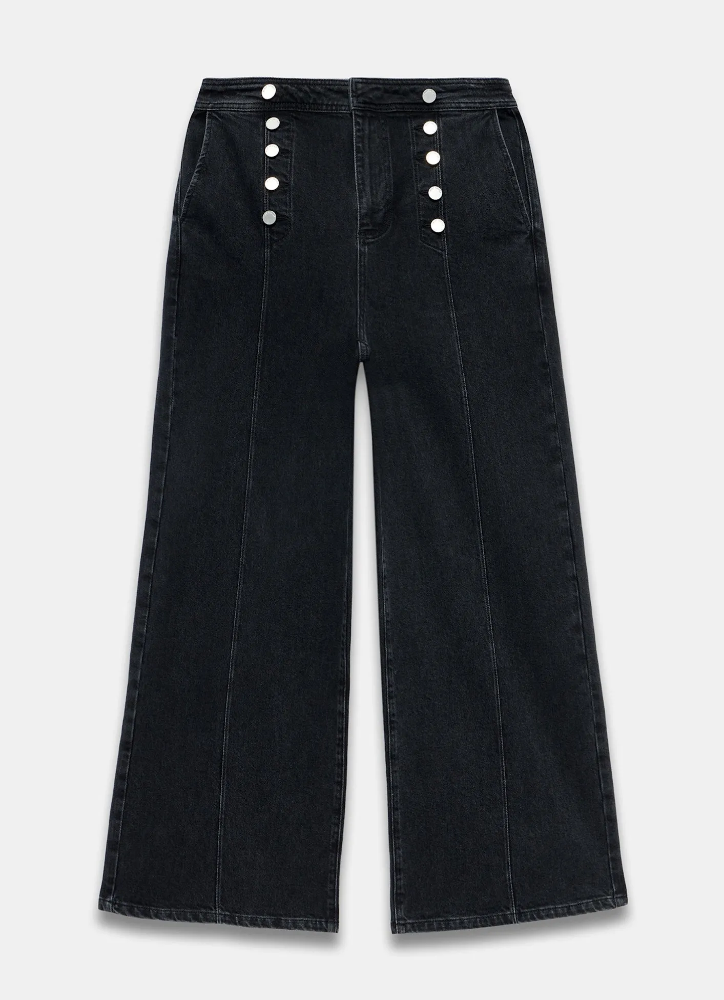 Hot Button Detail Wide Jeans Jeans|Wide Leg Jeans