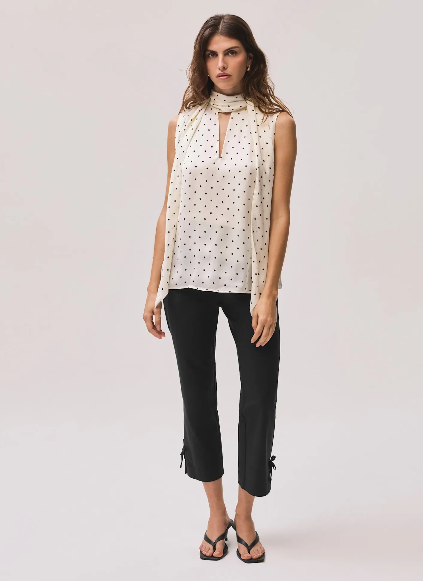 Sale Cotton Blend Capri Trousers Trousers
