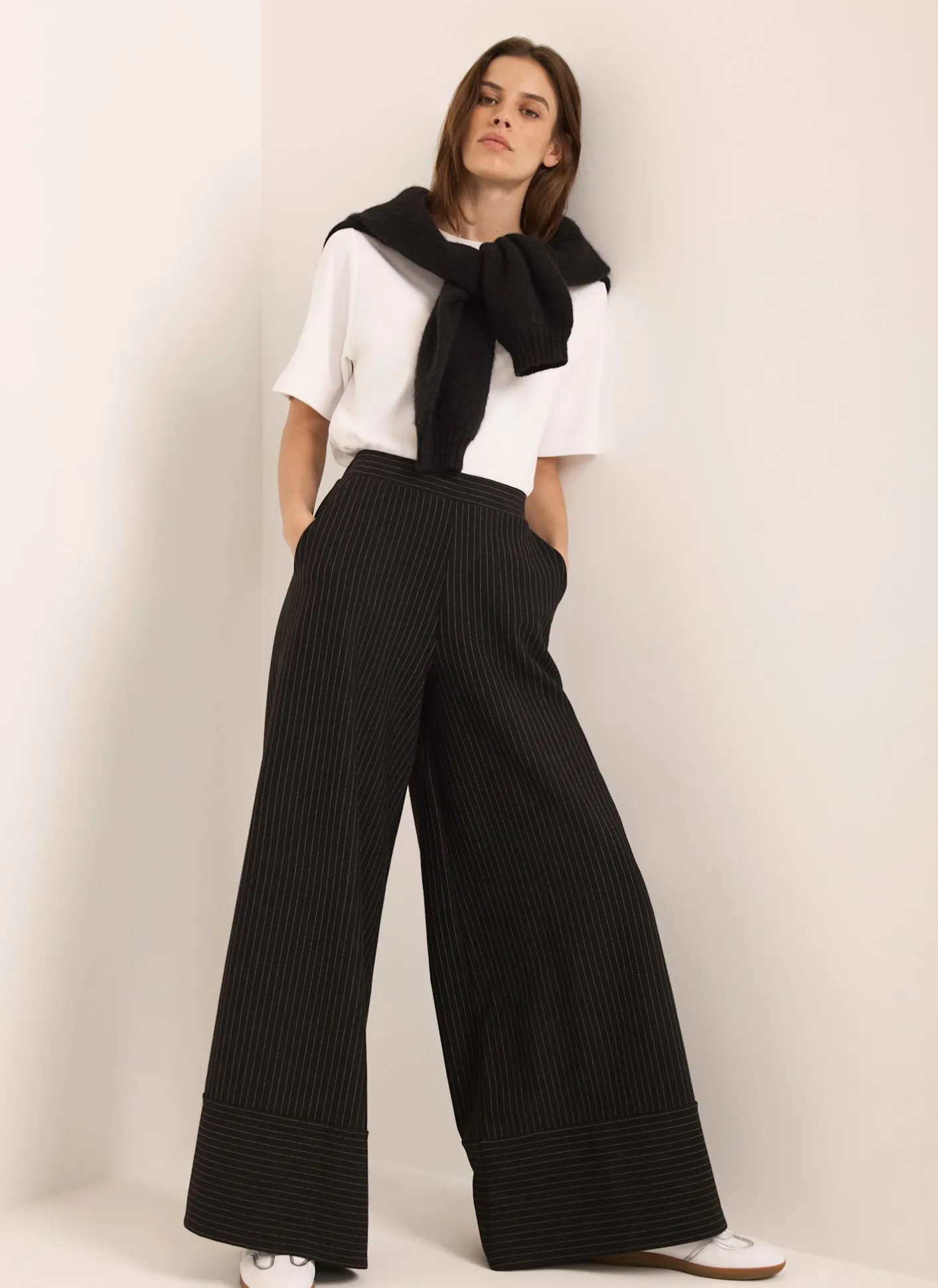 Discount Pinstripe Wide Trousers Trousers