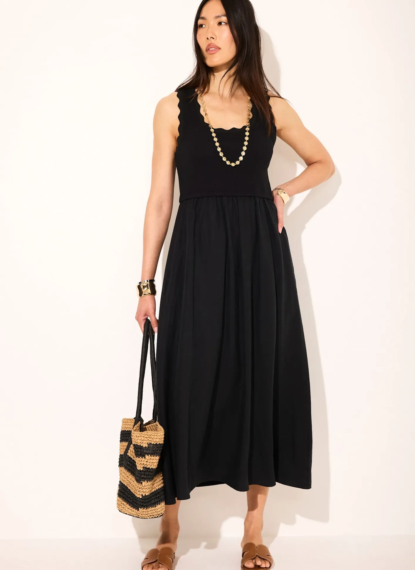 Best Scallop Trim Midi Dress Summer Dresses|Midi Dresses