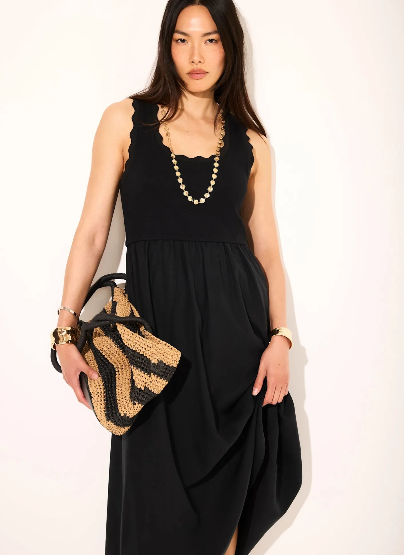 Best Scallop Trim Midi Dress Summer Dresses|Midi Dresses