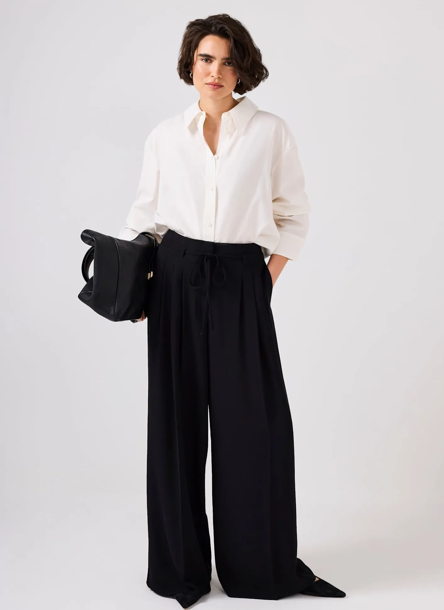 Discount Tie Detail Wide Trousers Wide Leg Trousers|Trousers