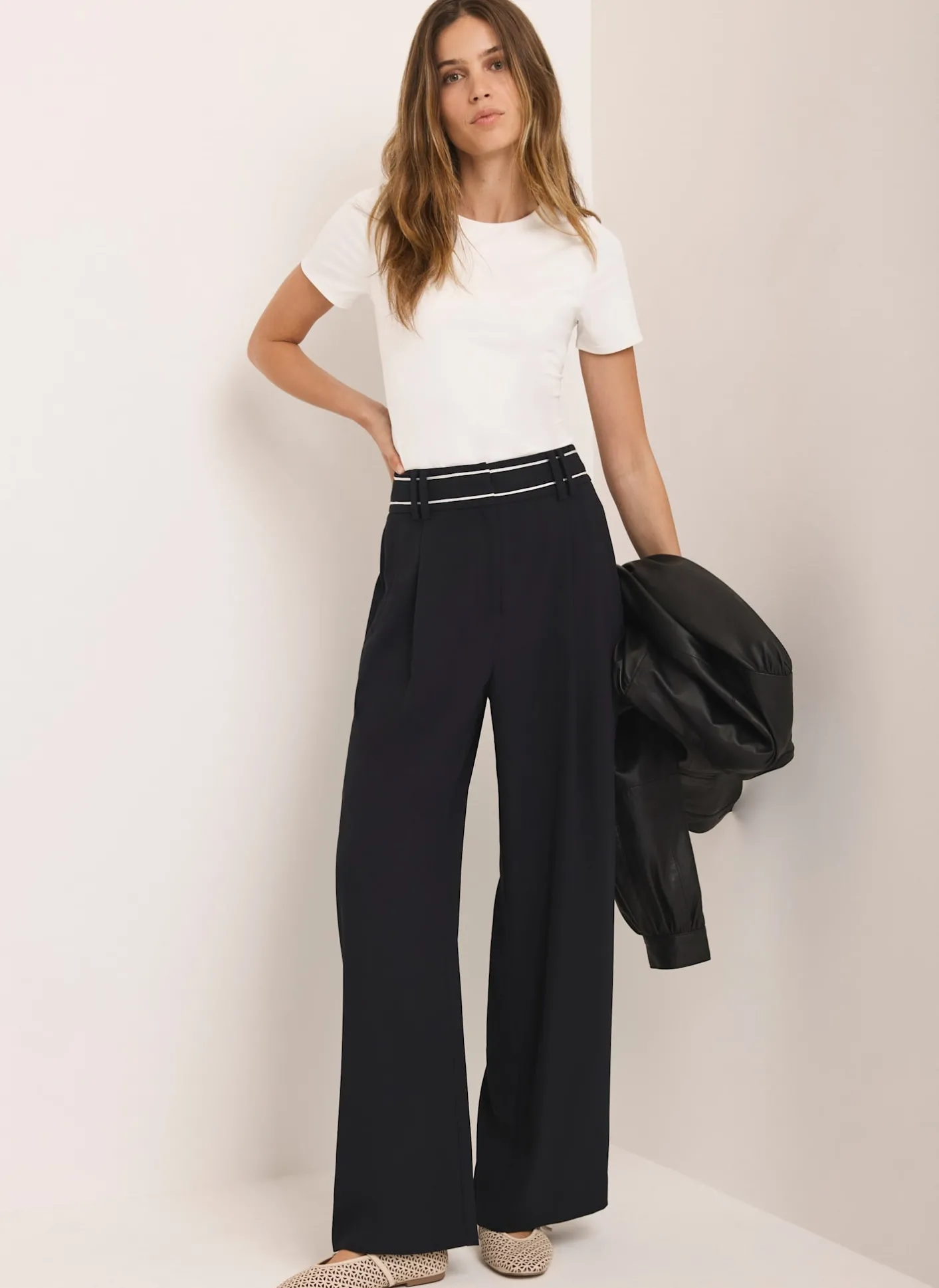 Best Waist Detail Wide Trousers Wide Leg Trousers|Trousers