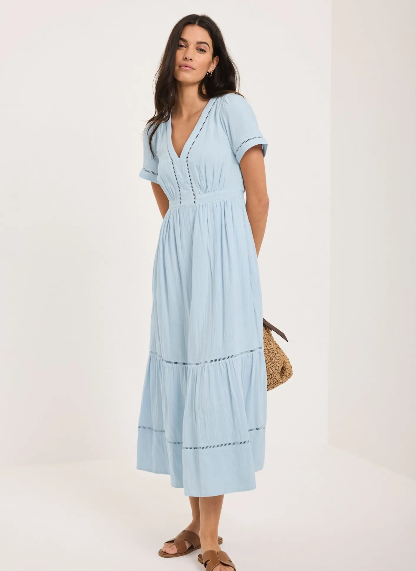 Cotton Cheesecloth Midi Dress Summer Dresses|Midi Dresses