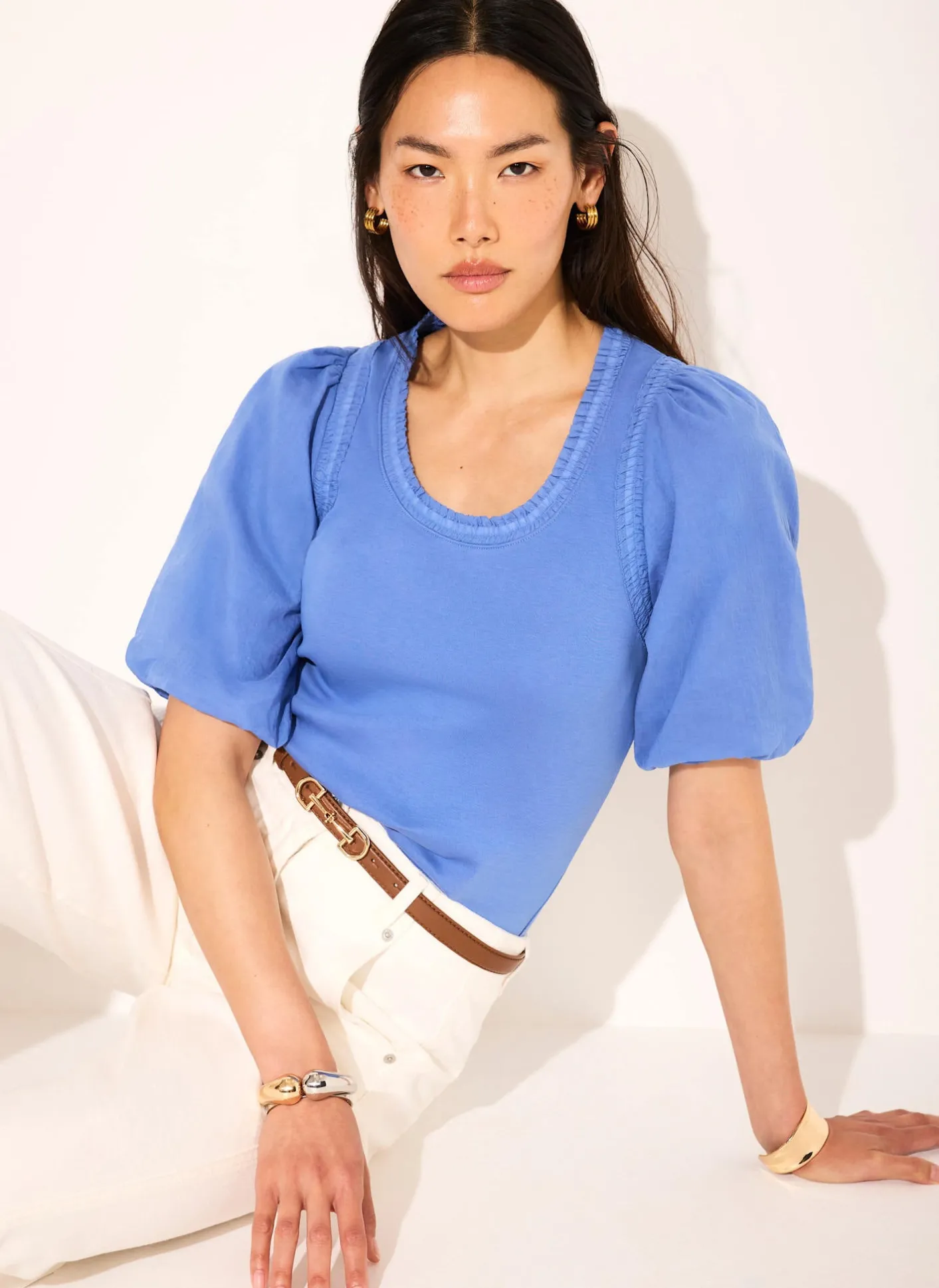 Hot Cotton Puff Sleeve Top All Tops|Tops