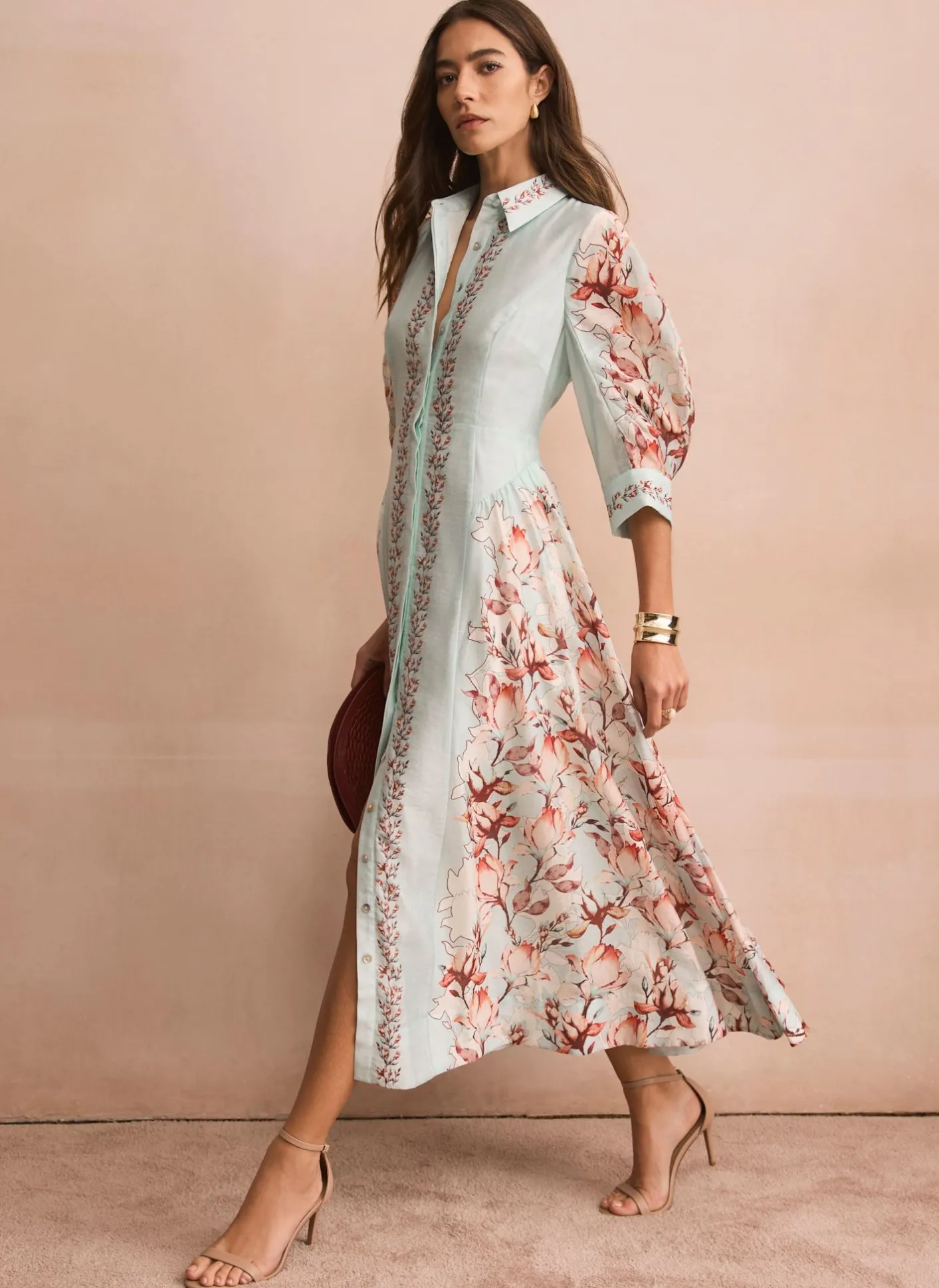 Online Floral Print Midi Shirt Dress Occasion Dresses|Occasion Dresses