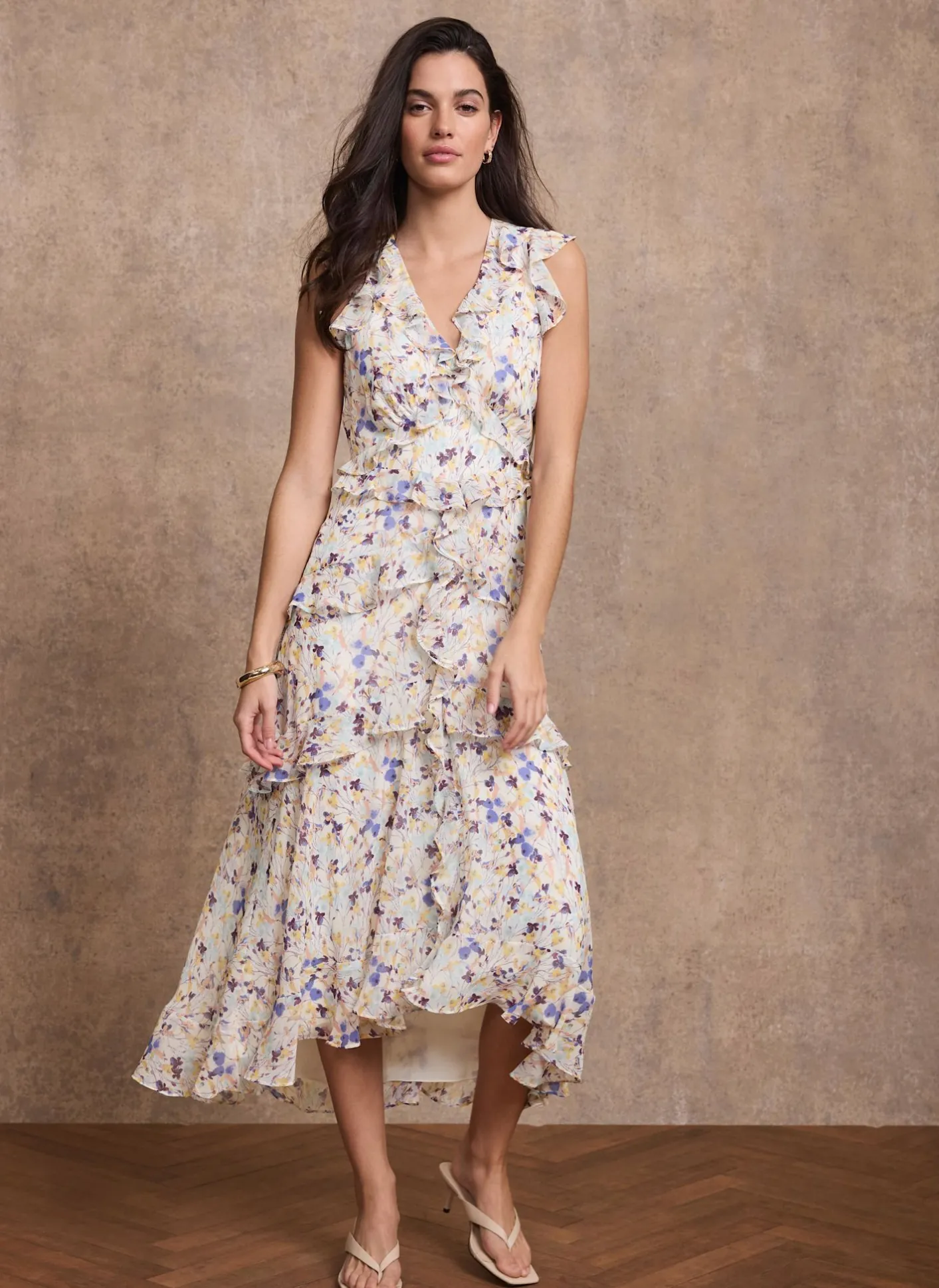 New Floral Print Ruffle Midi Dress Occasion Dresses|Occasion Dresses