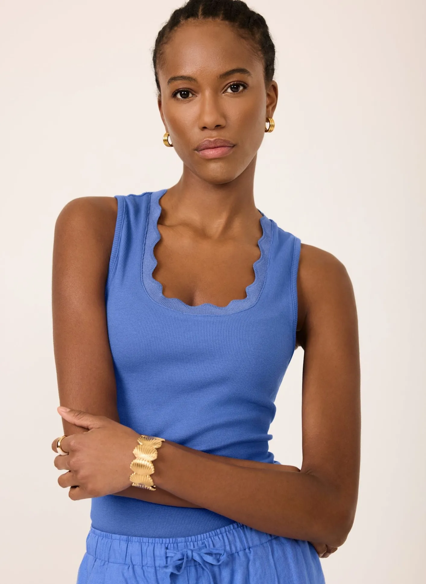 Best Scallop Trim Vest Top T-Shirts|T-Shirts