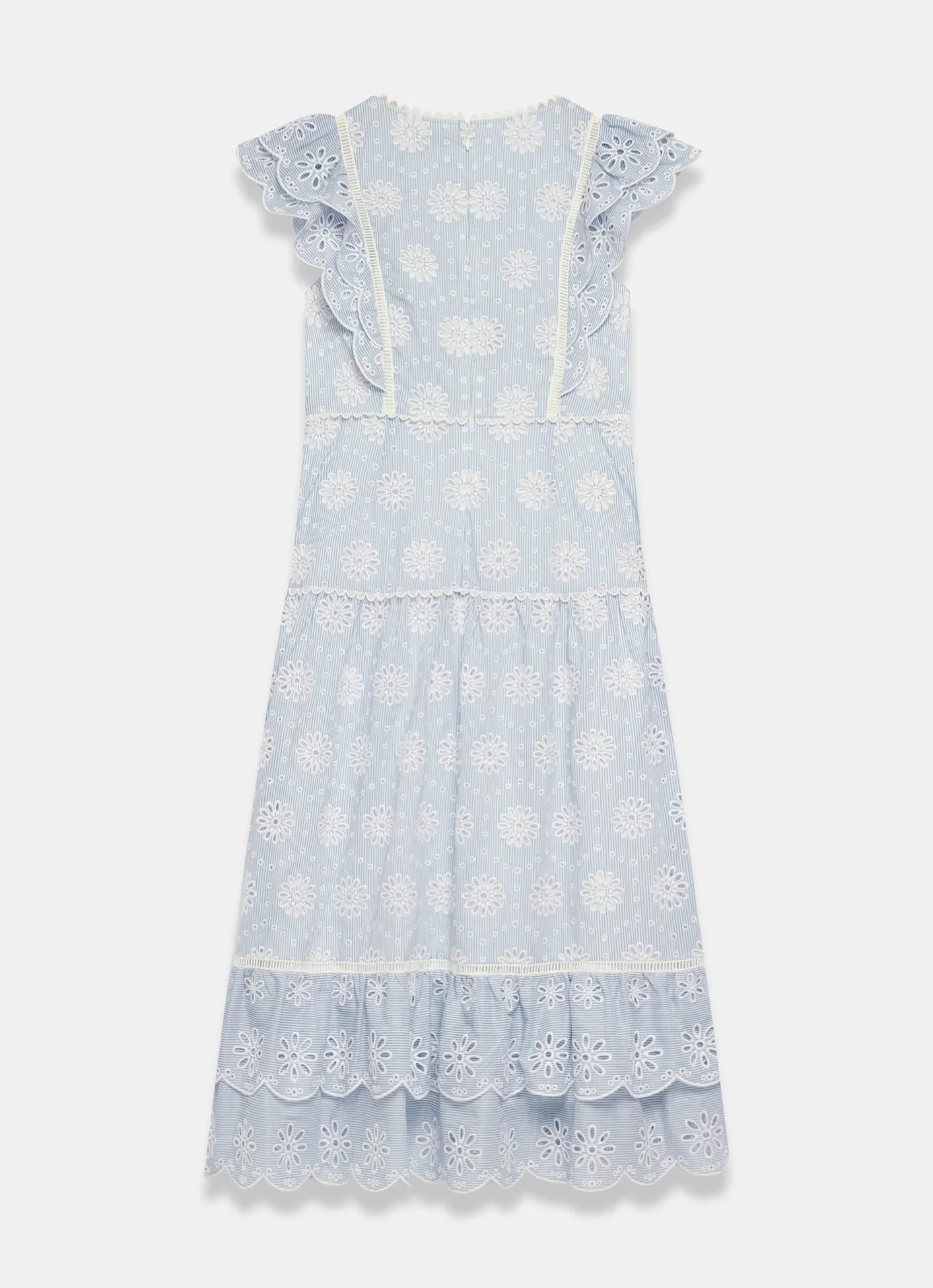 Best Striped Broderie Midi Dress Summer Dresses|Midi Dresses