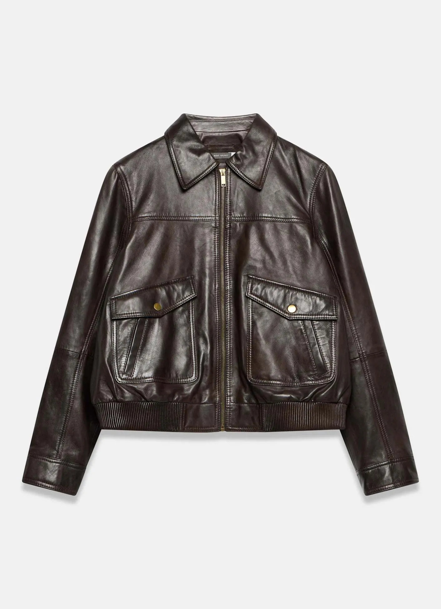Discount Leather Collared Bomber Jacket Jackets|Leather & Suede Jackets