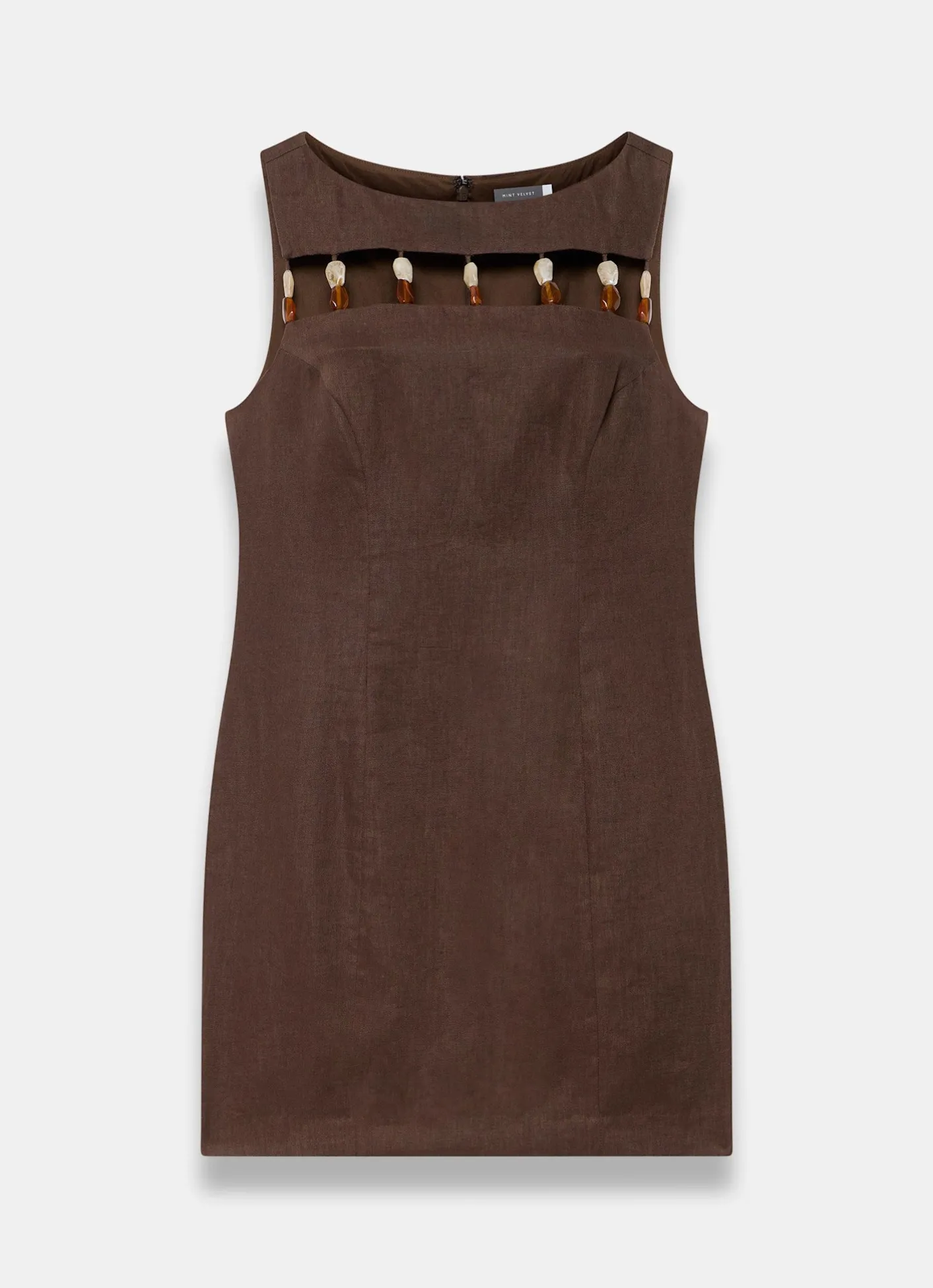 Linen Beaded Mini Dress Summer Dresses|Mini Dresses