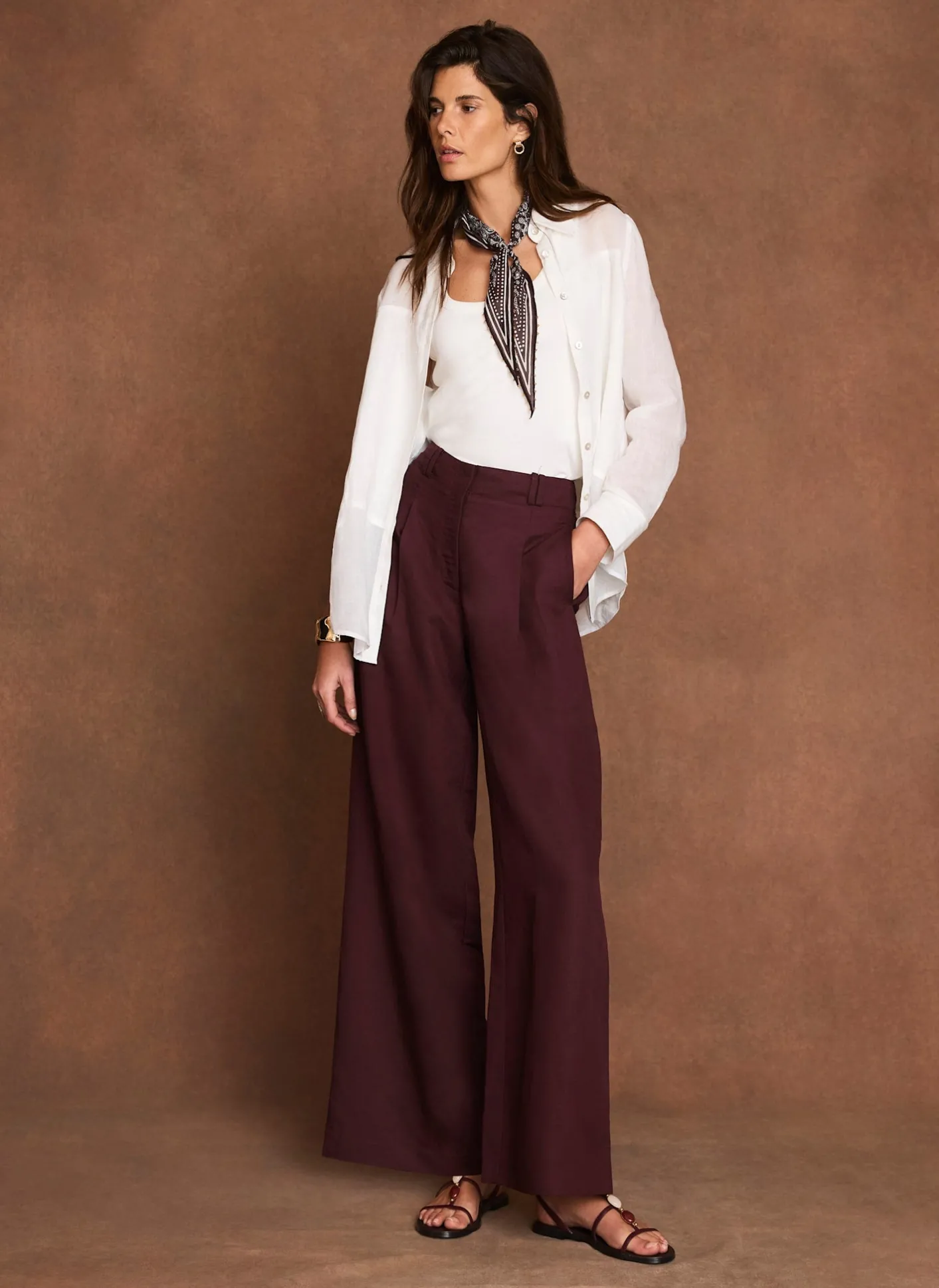 Outlet Linen Blend Wide Leg Trousers Wide Leg Trousers|Trousers