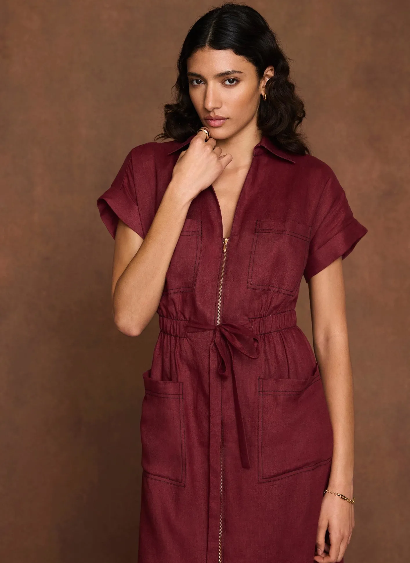 Outlet Linen Midi Shirt Dress Summer Dresses|Midi Dresses