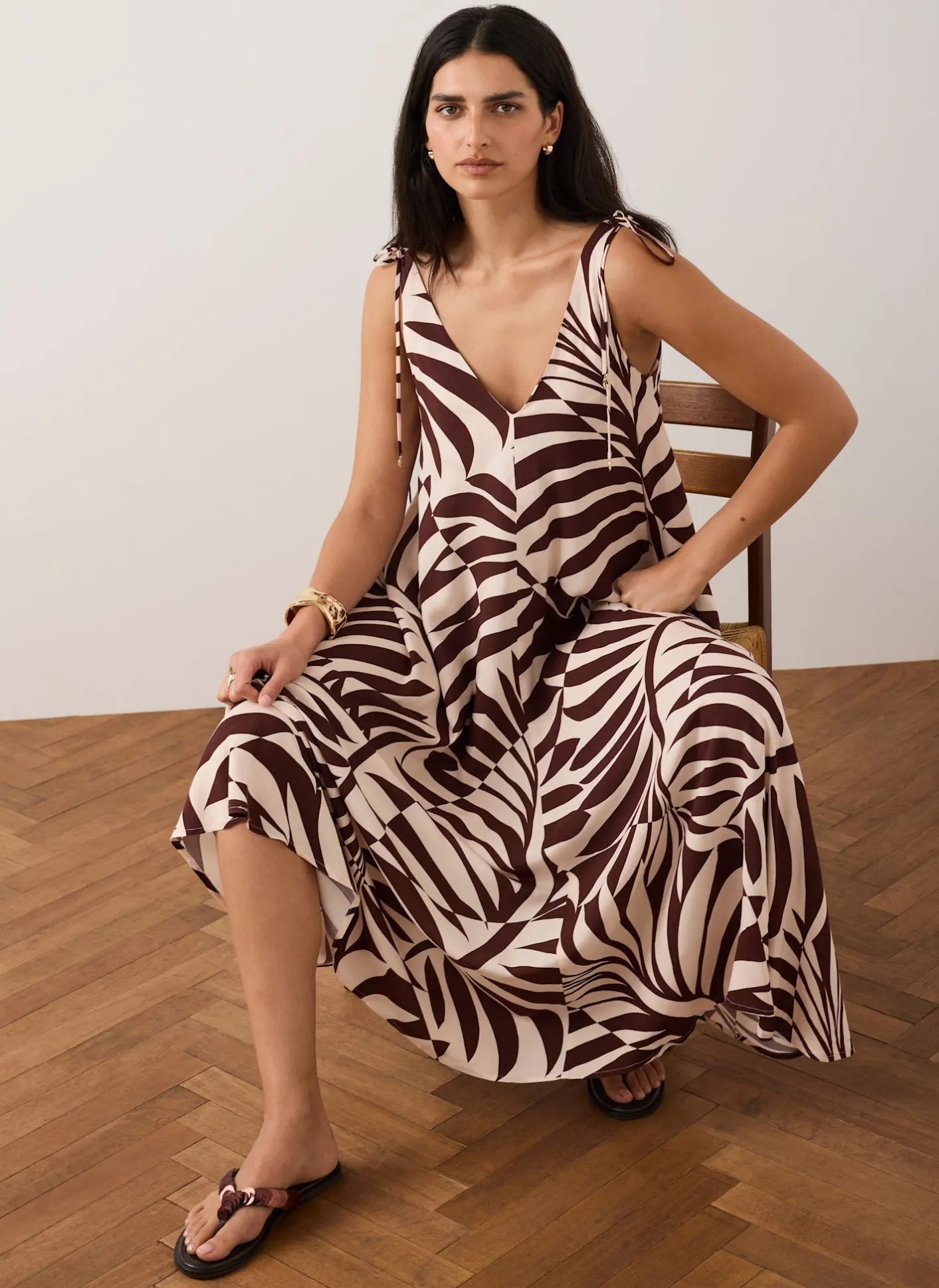 Discount Palm Print Maxi Dress Summer Dresses|Maxi Dresses
