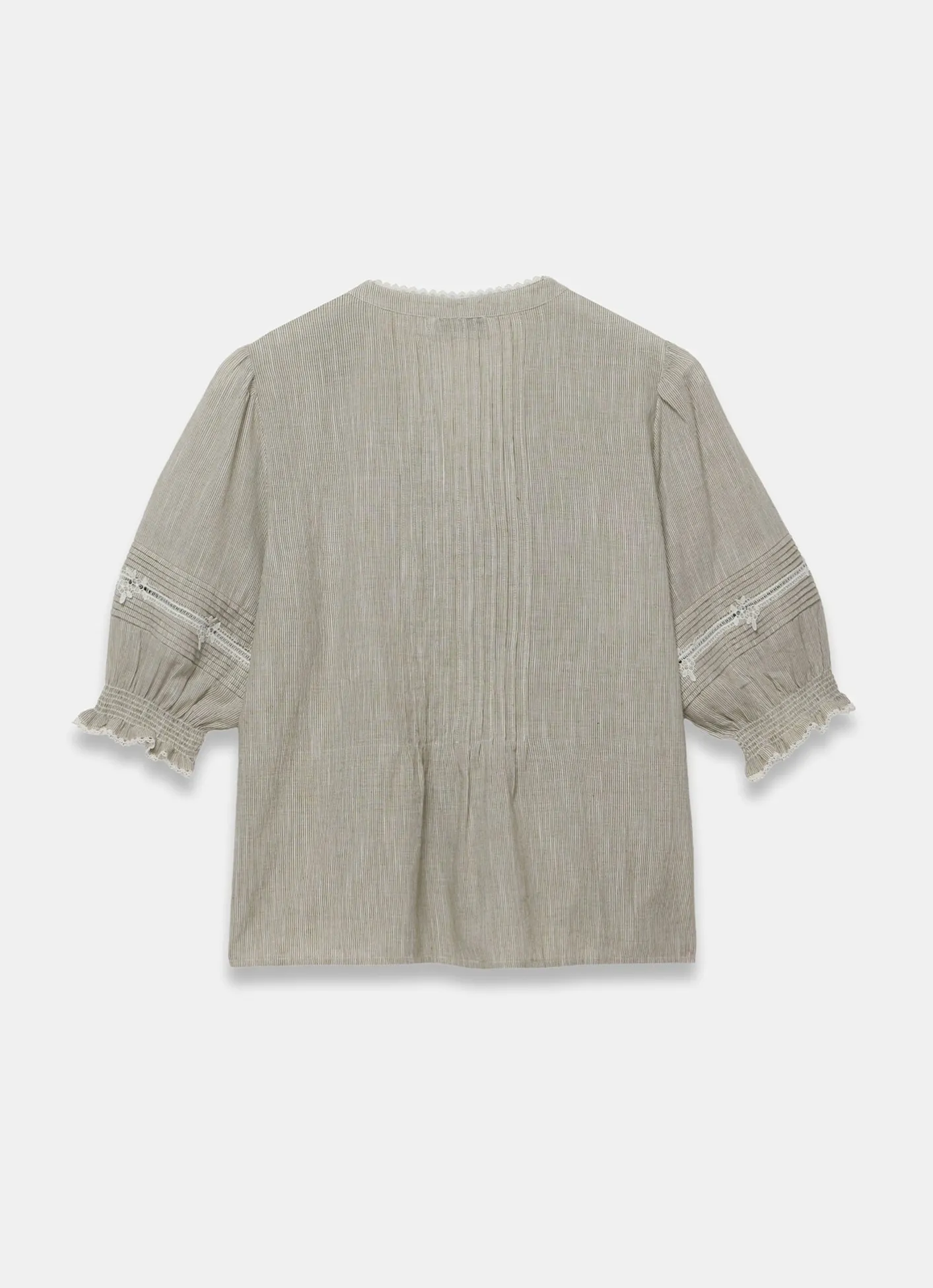 Cotton Stripe Ruffle Blouse Shirts & Blouses