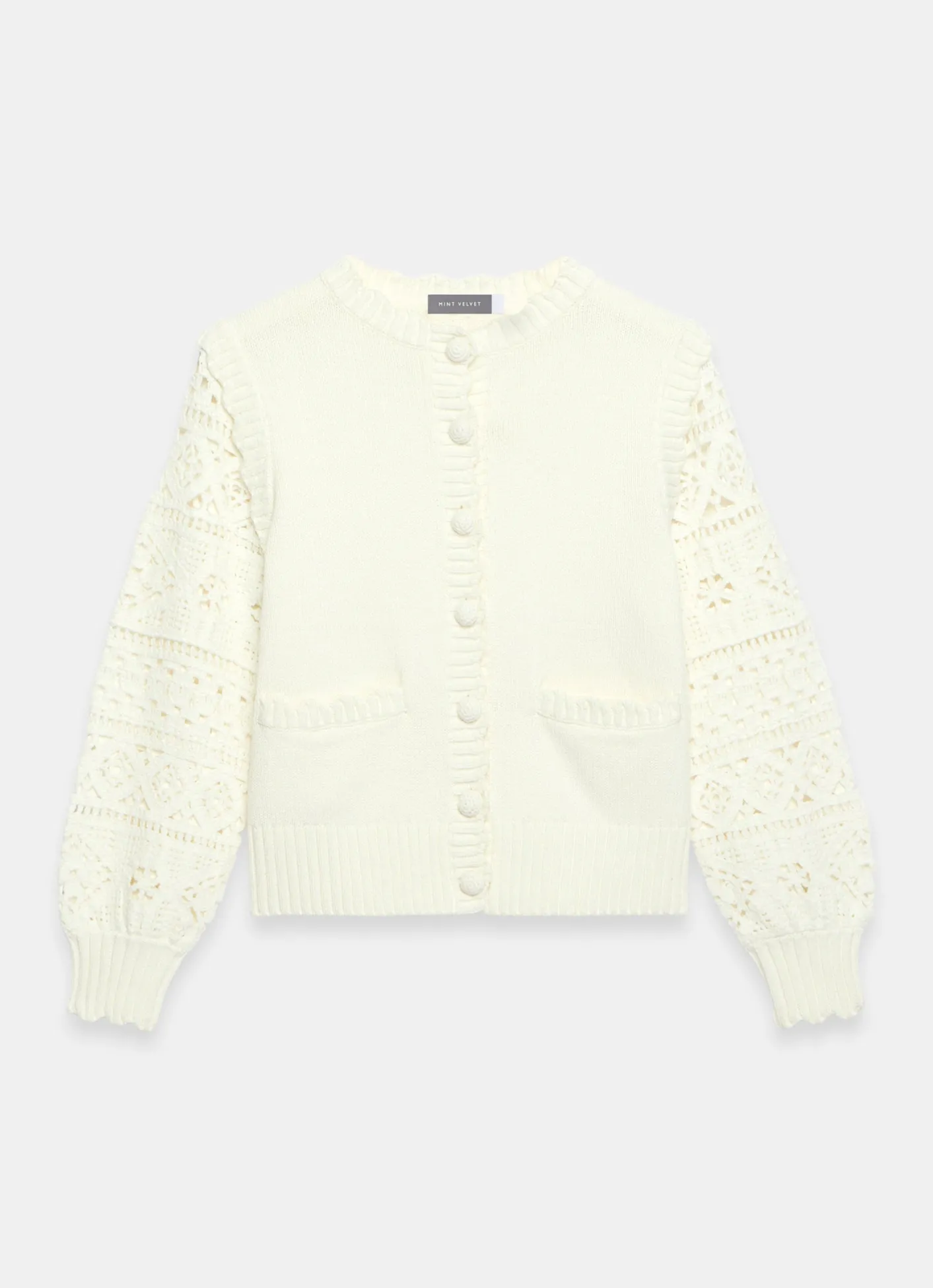 Sale Cream Cotton Blend Crochet Cardigan Cardigans|Crochet