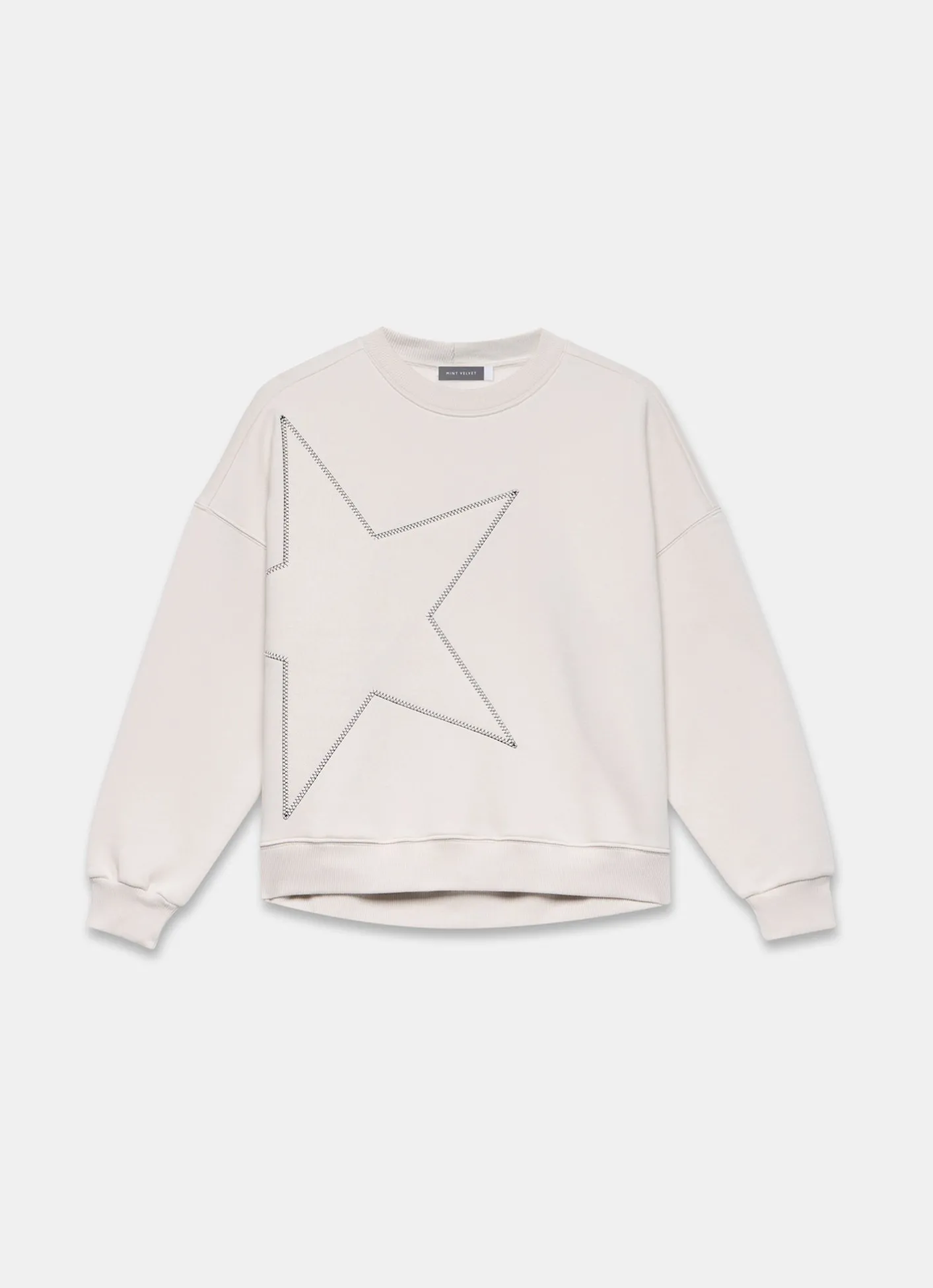 New Cream Cotton Blend Star Sweatshirt Sweatshirts|Sweatshirts
