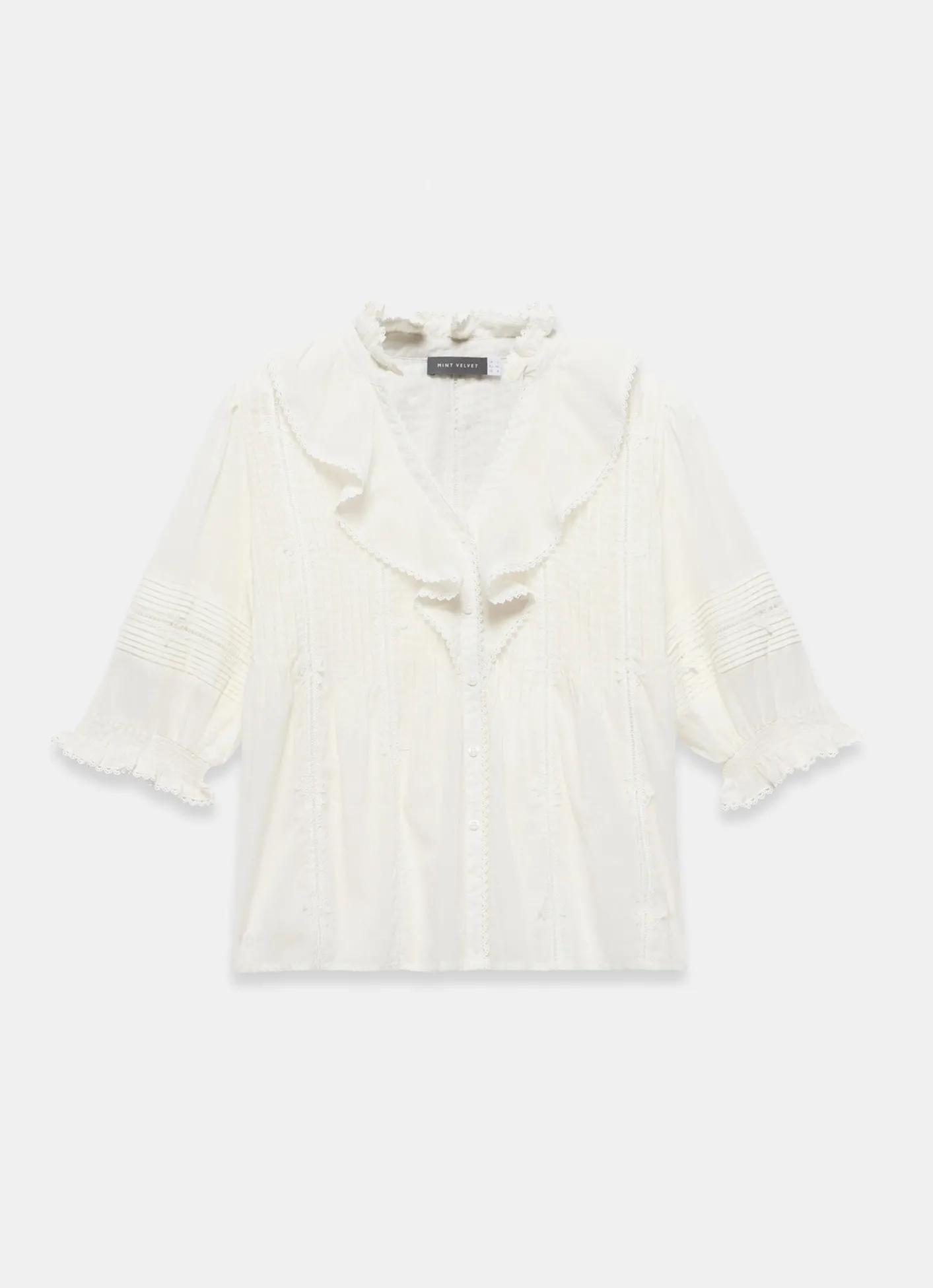 Best Cream Cotton Ruffle Blouse Shirts & Blouses