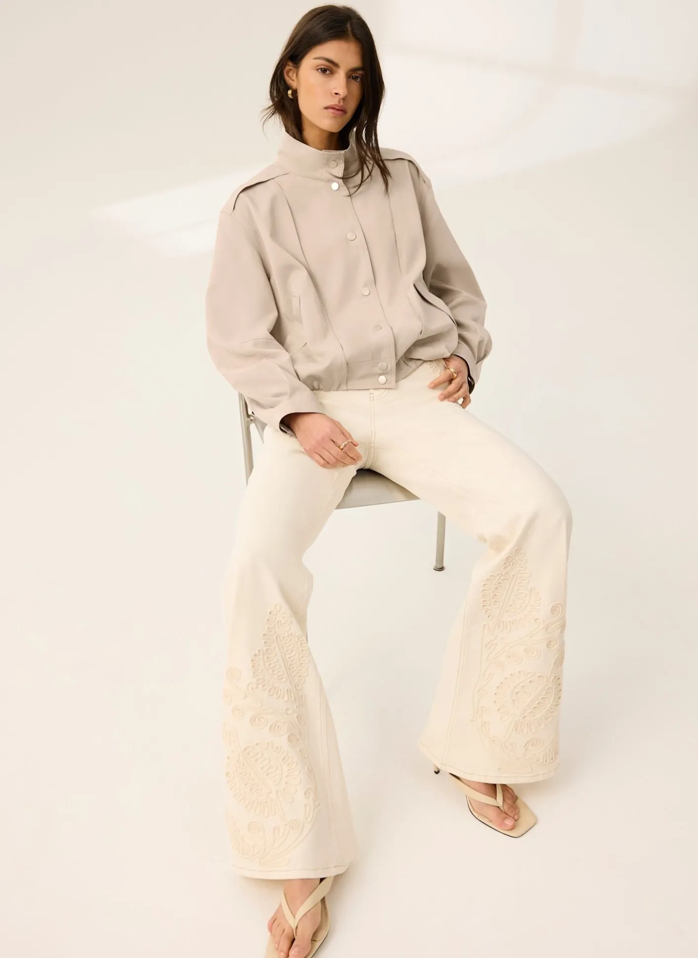 Denim Embroidered Flared Jeans Jeans|Flared Jeans