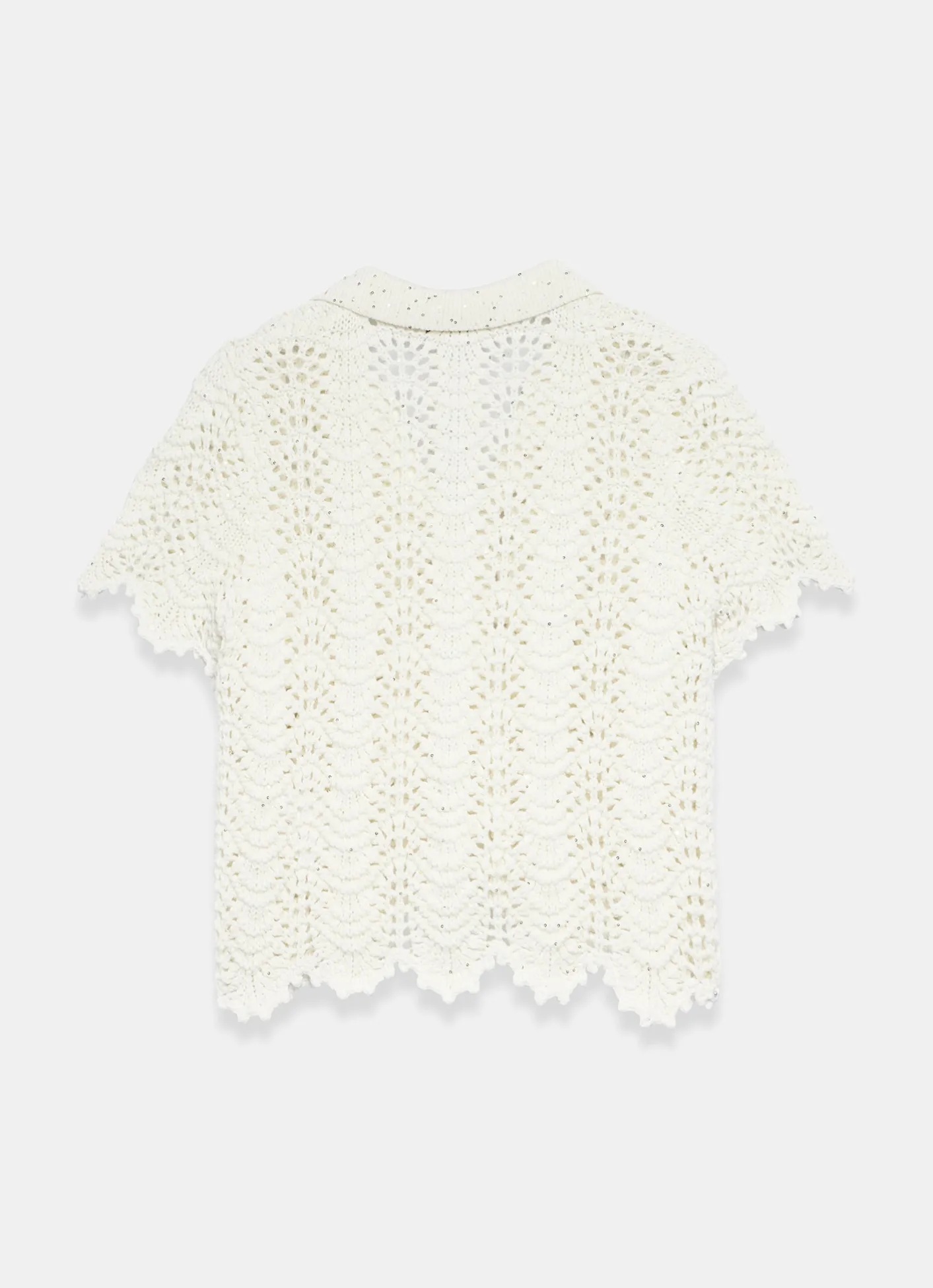 Outlet Cream Embellished Crochet Top Crochet