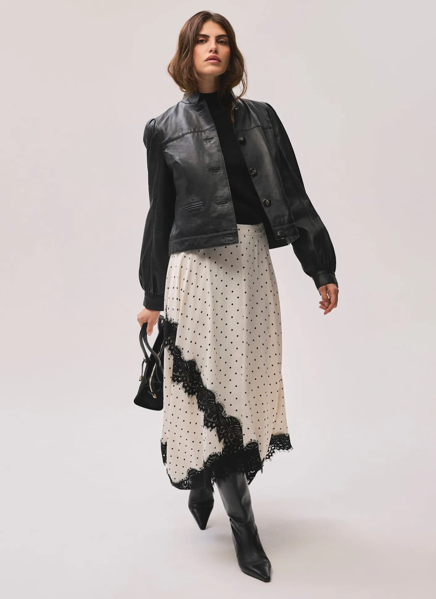 Hot Polka Dot Lace Trim Maxi Skirt Maxi Skirts|Skirts
