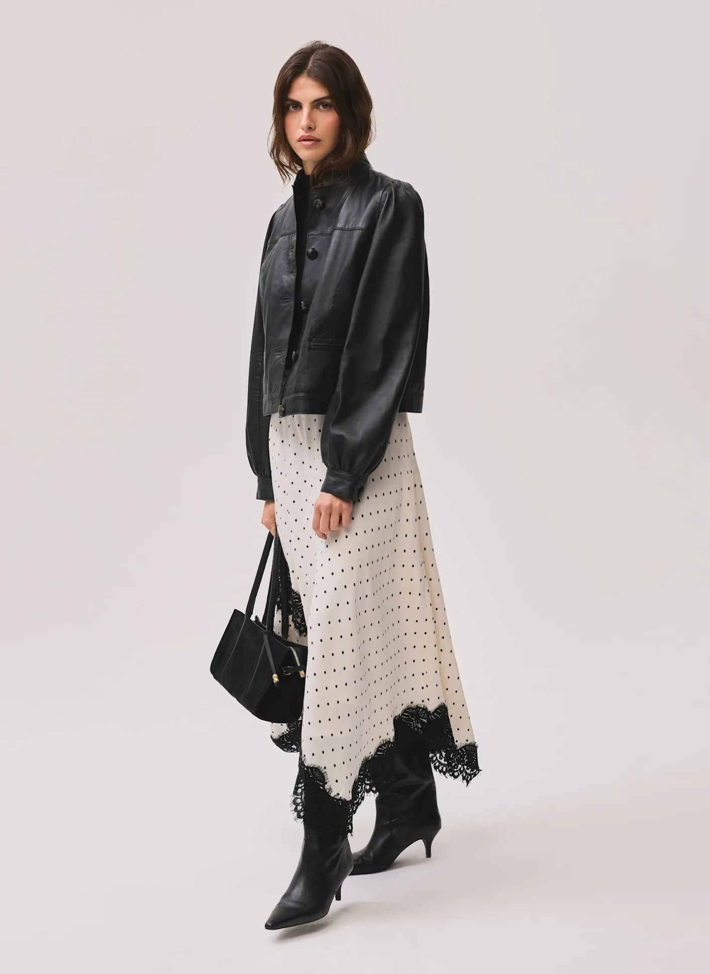 Hot Polka Dot Lace Trim Maxi Skirt Maxi Skirts|Skirts
