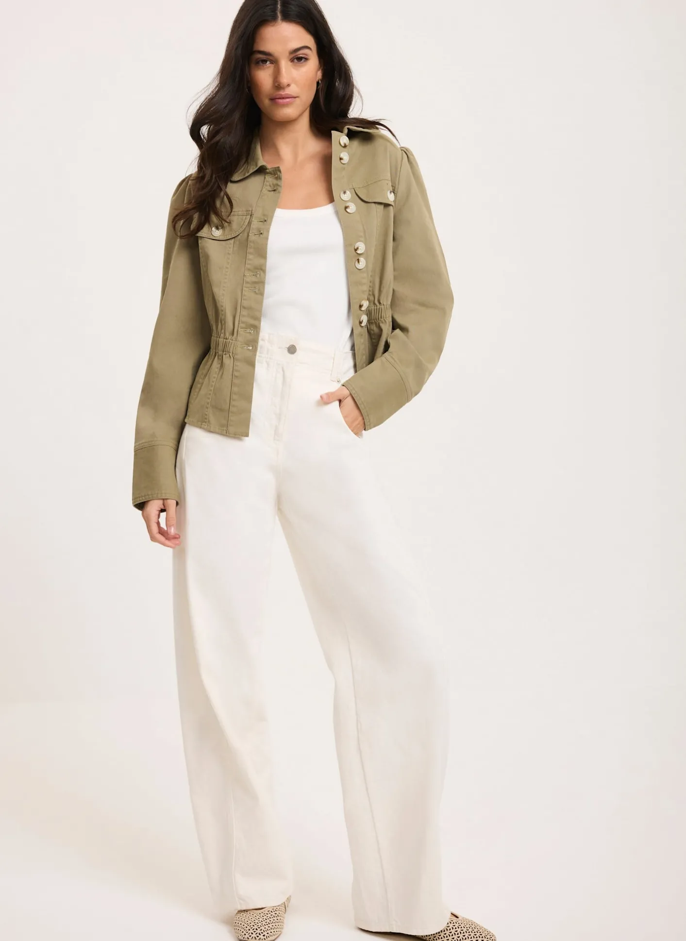 Discount Cream Relaxed Wide Leg Jeans Jeans|Wide Leg Jeans