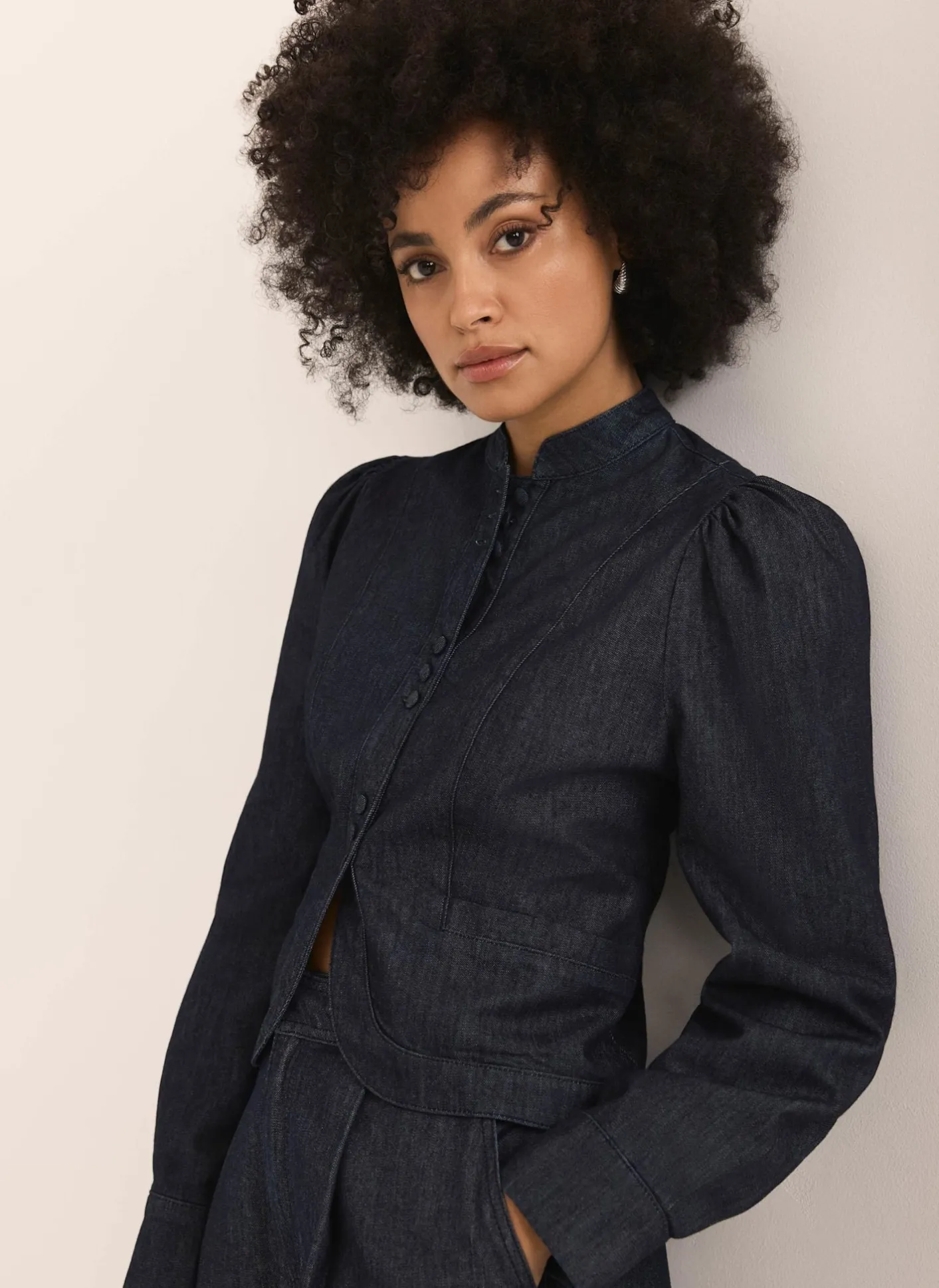 Hot Dark Indigo Denim Long Sleeve Jacket Jackets|Denim Jackets