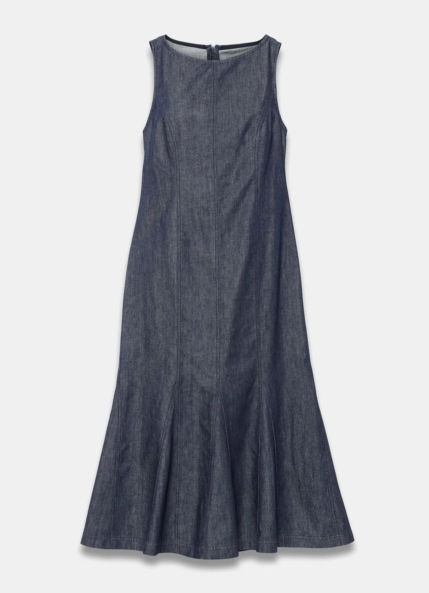 New Dark Indigo Denim Midi Dress Midi Dresses|Denim Dresses