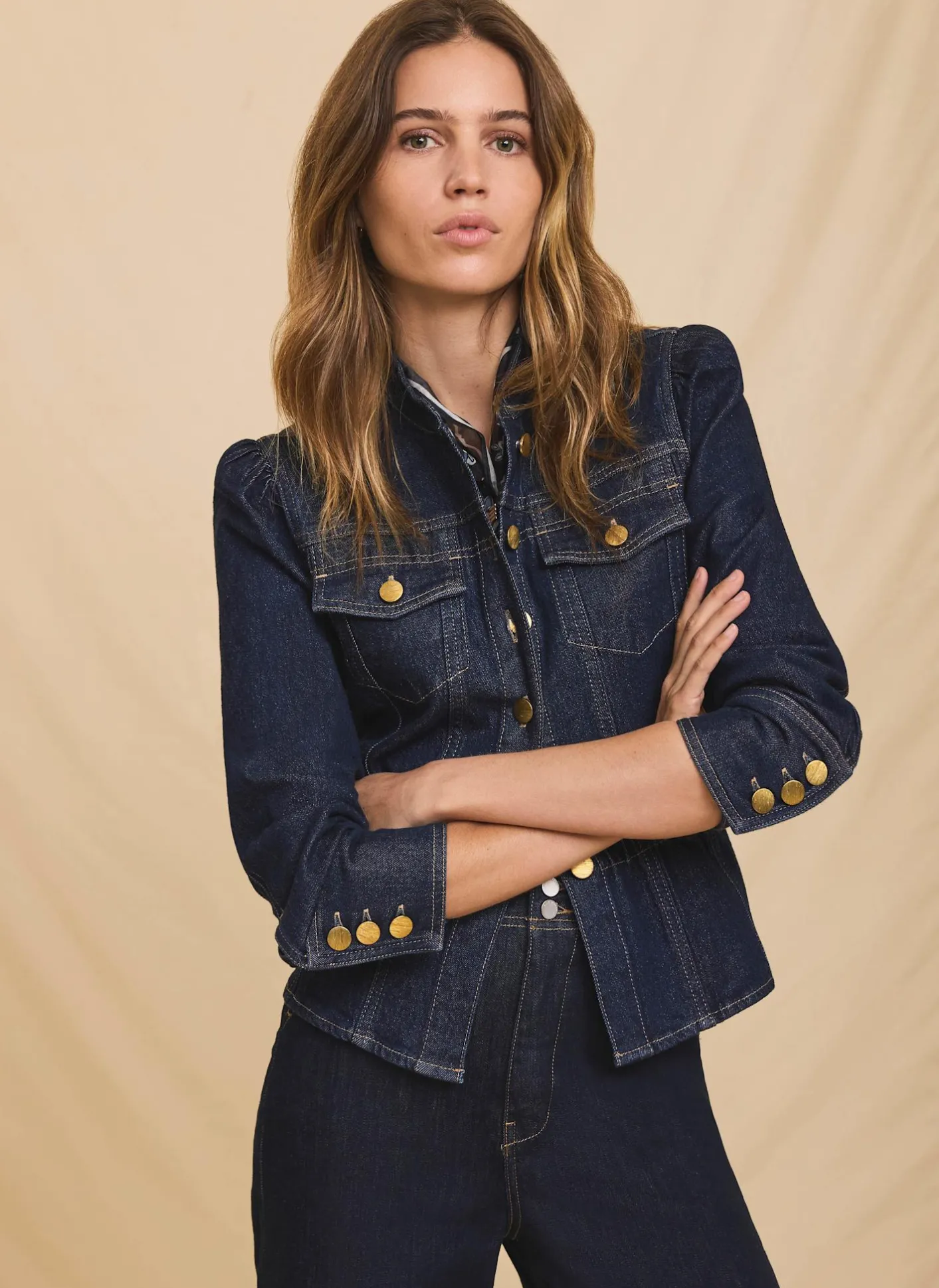 New Dark Indigo Puff Sleeve Denim Jacket Jackets|Denim Jackets
