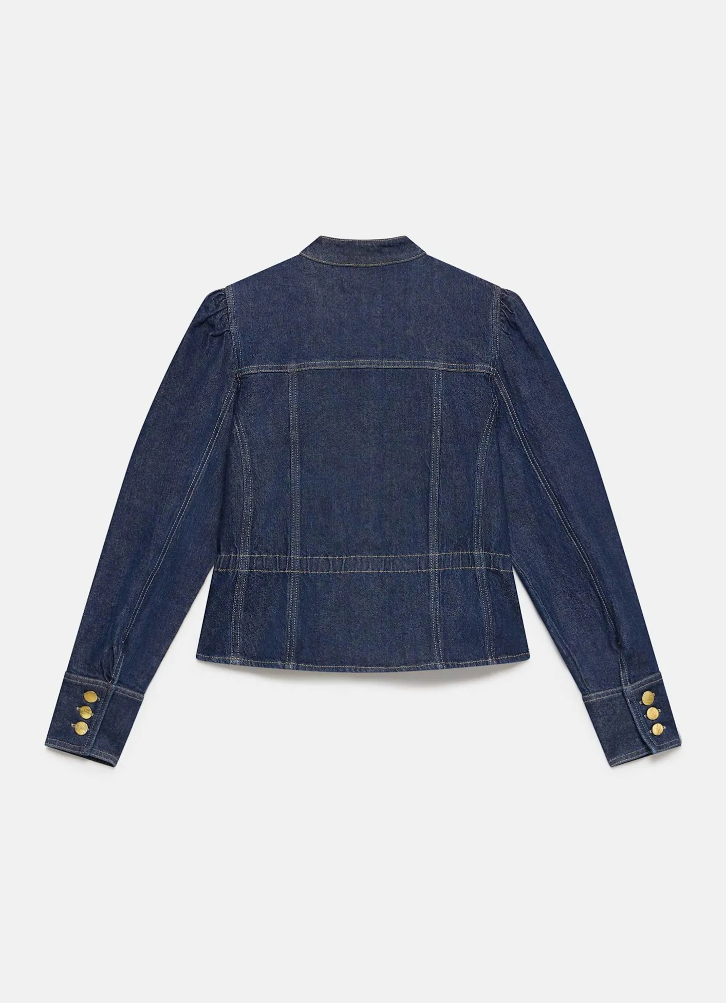 New Dark Indigo Puff Sleeve Denim Jacket Jackets|Denim Jackets