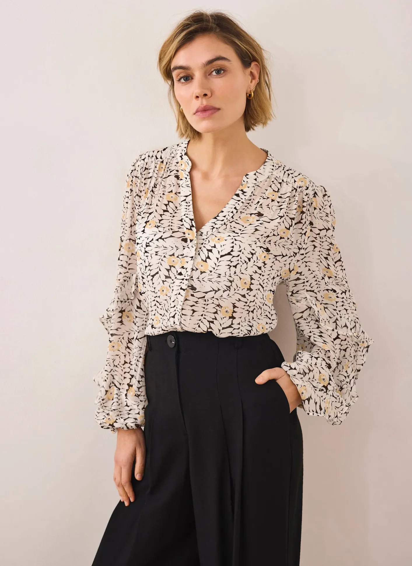 Sale Floral Print Ruffle Blouse Shirts & Blouses