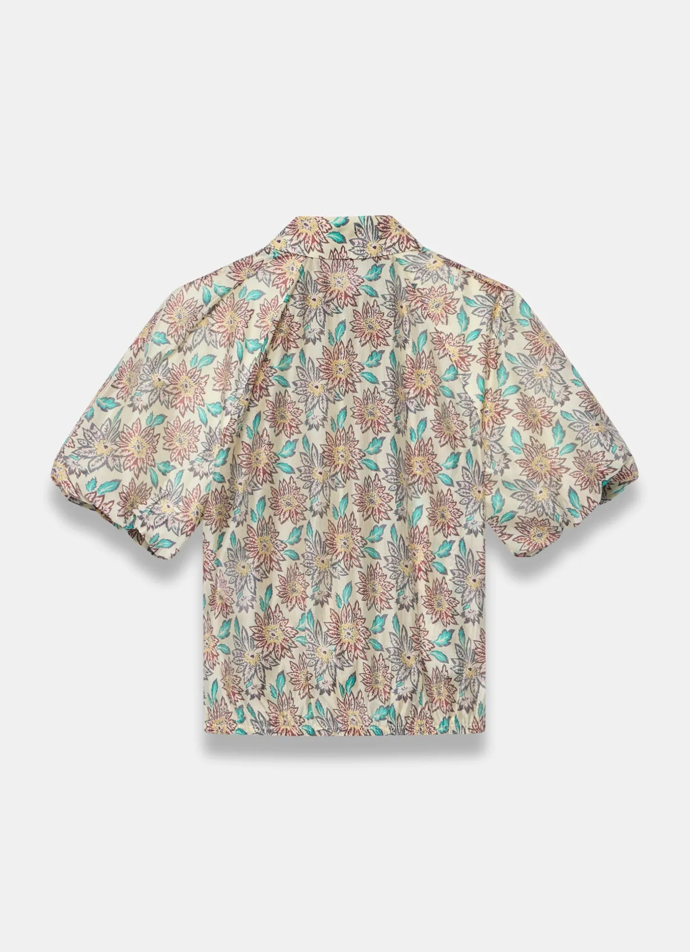 New Green Floral Print Puff Sleeve Shirt Shirts & Blouses|All Tops