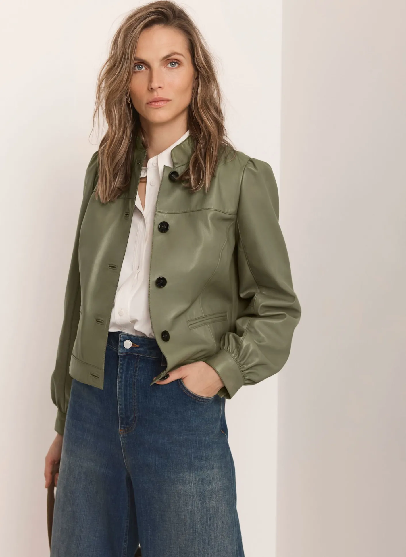 Discount Leather Puff Sleeve Jacket Jackets|Leather & Suede Jackets
