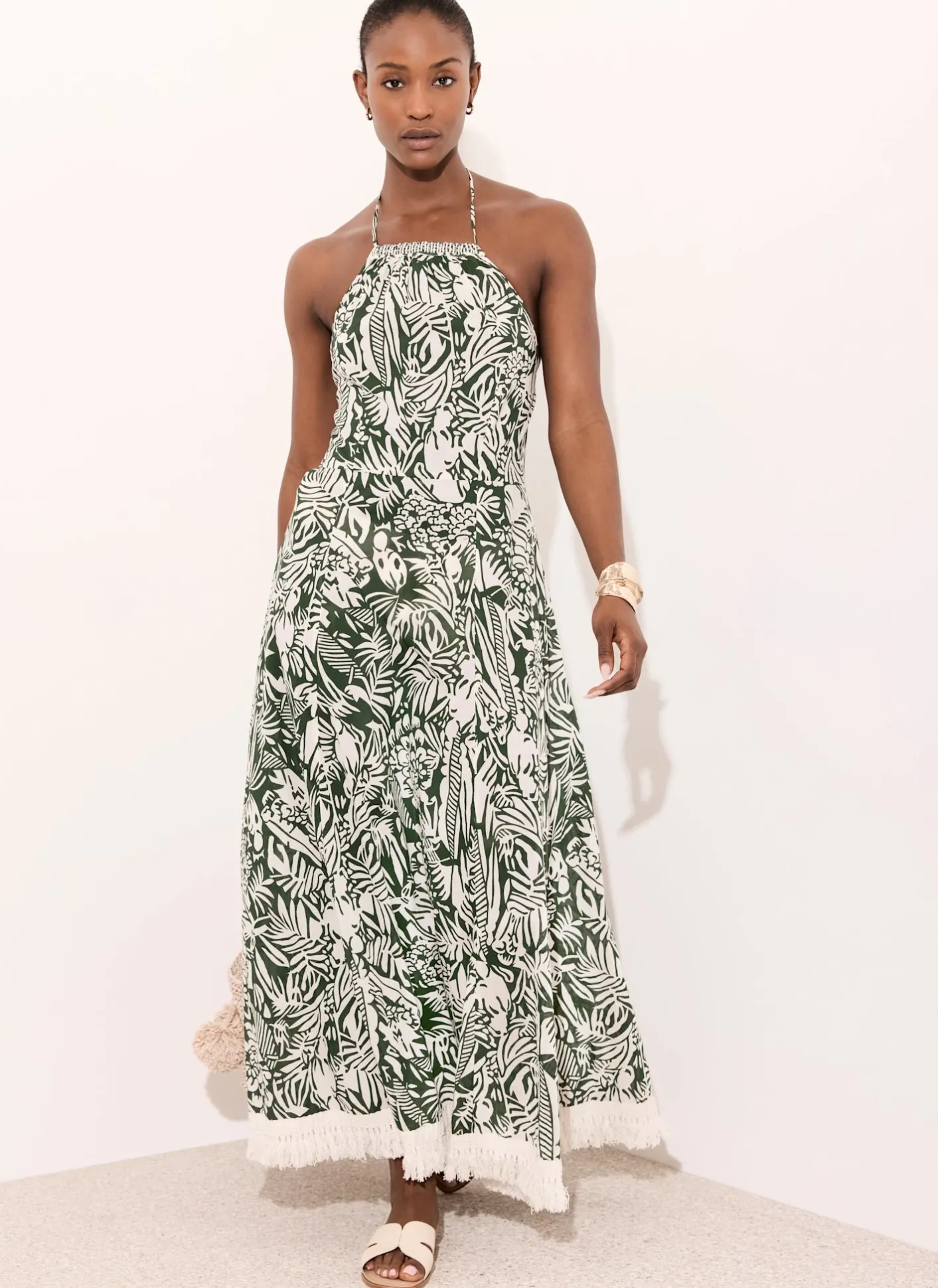 Printed Cotton Halterneck Maxi Dress Summer Dresses|Maxi Dresses
