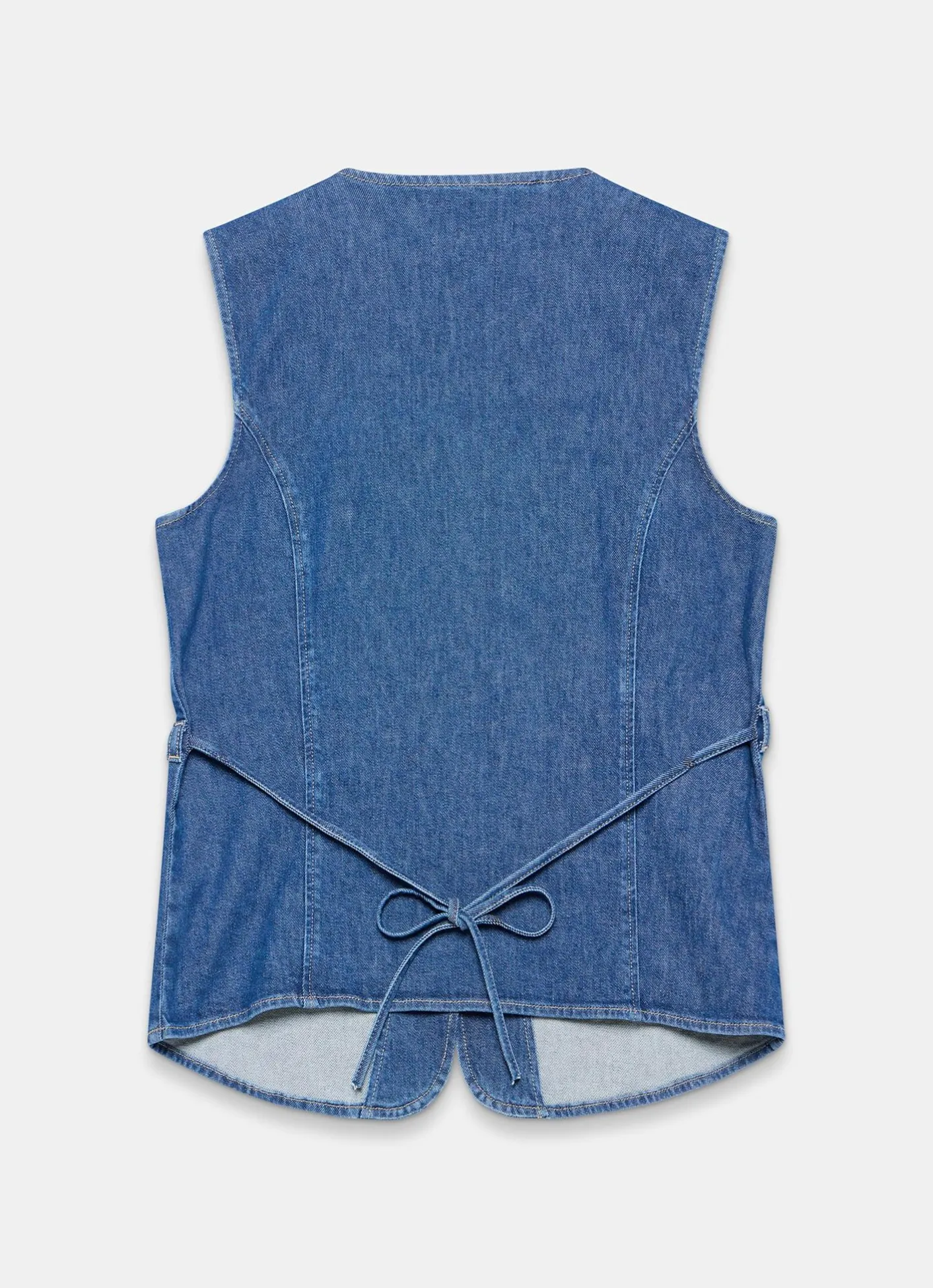 Discount Indigo Denim Longline Waistcoat Waistcoats|Denim Jackets