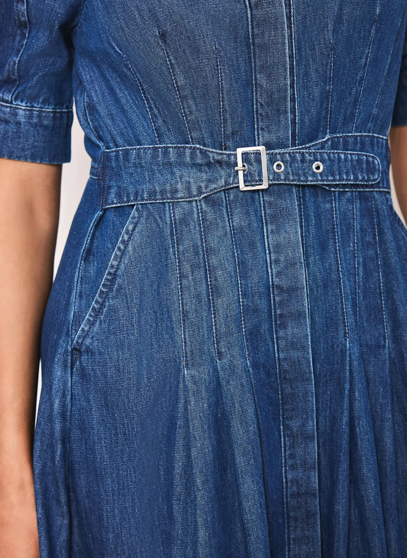 New Indigo Denim Midi Shirt Dress Midi Dresses|Denim Dresses