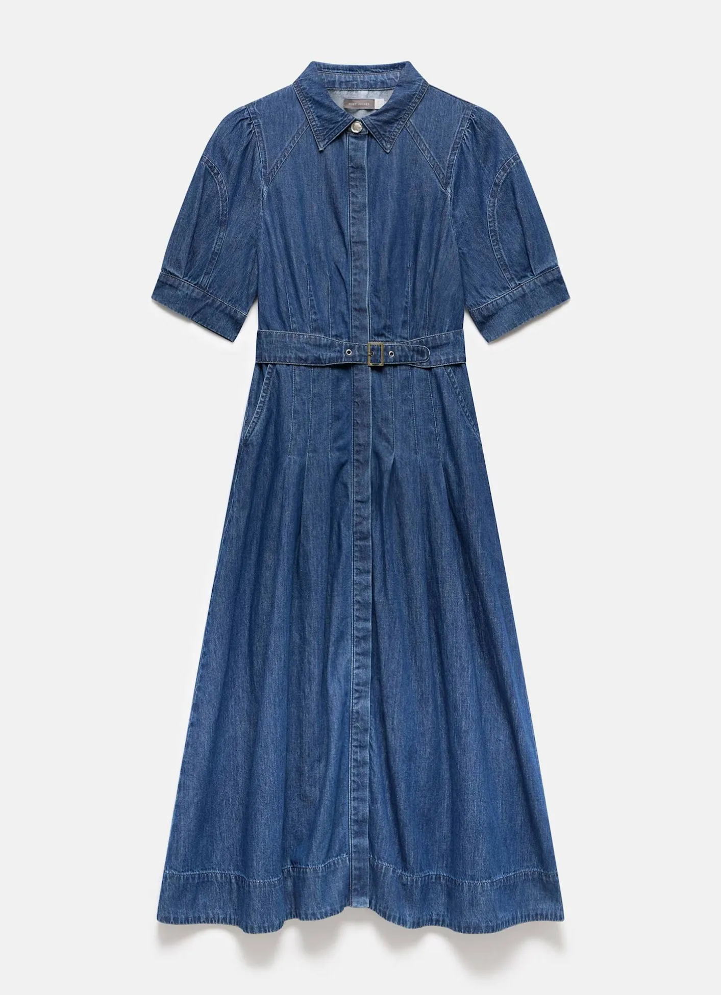 New Indigo Denim Midi Shirt Dress Midi Dresses|Denim Dresses