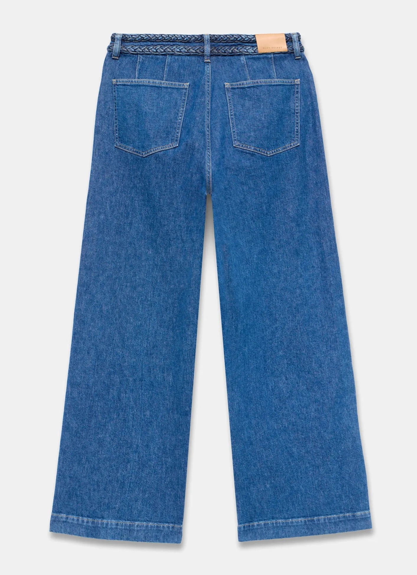 Discount Indigo Denim Plait Detail Wide Jeans Jeans|Wide Leg Jeans