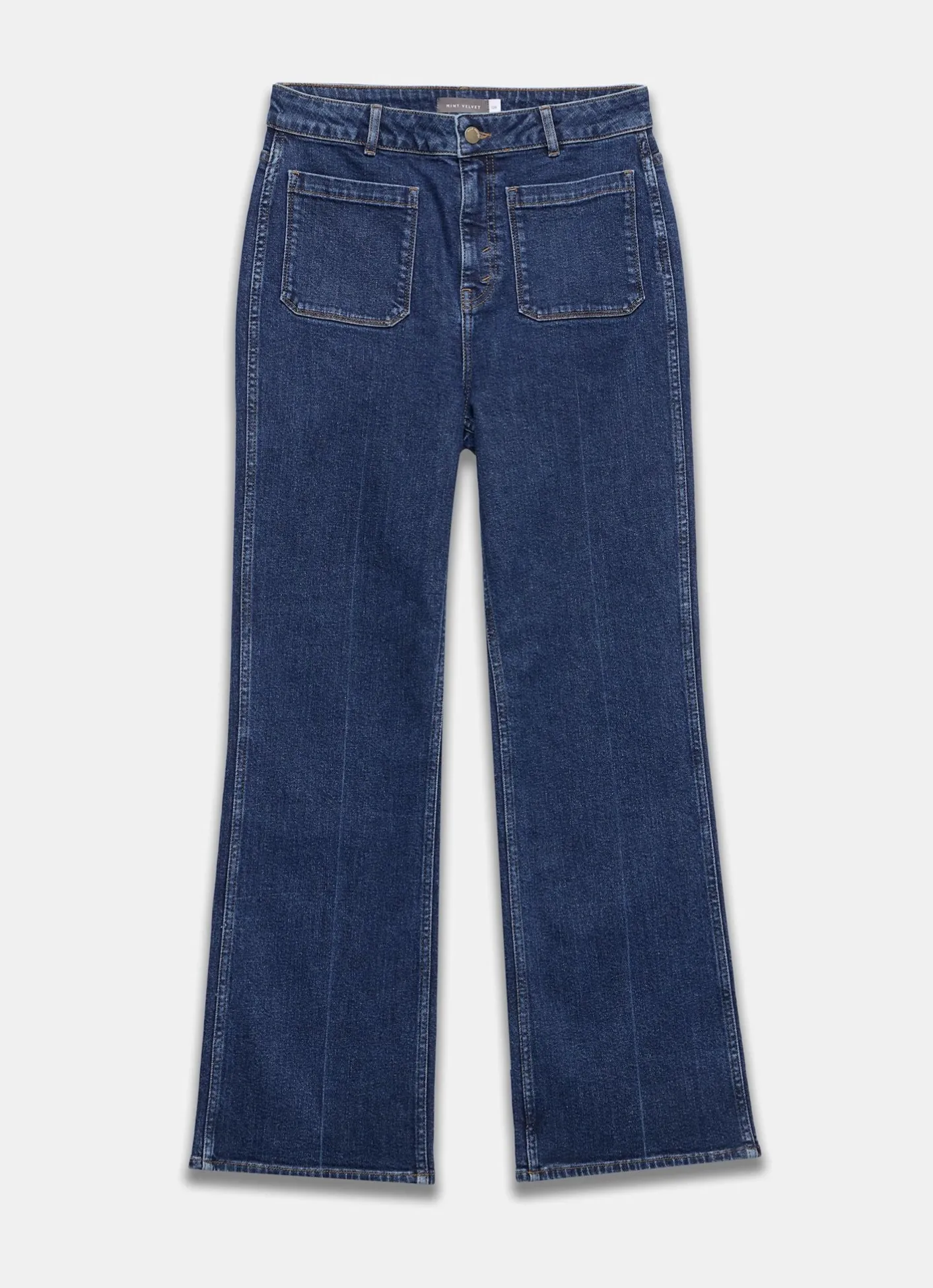 Best Indigo Relaxed Straight Patch Pocket Jeans Flared Jeans