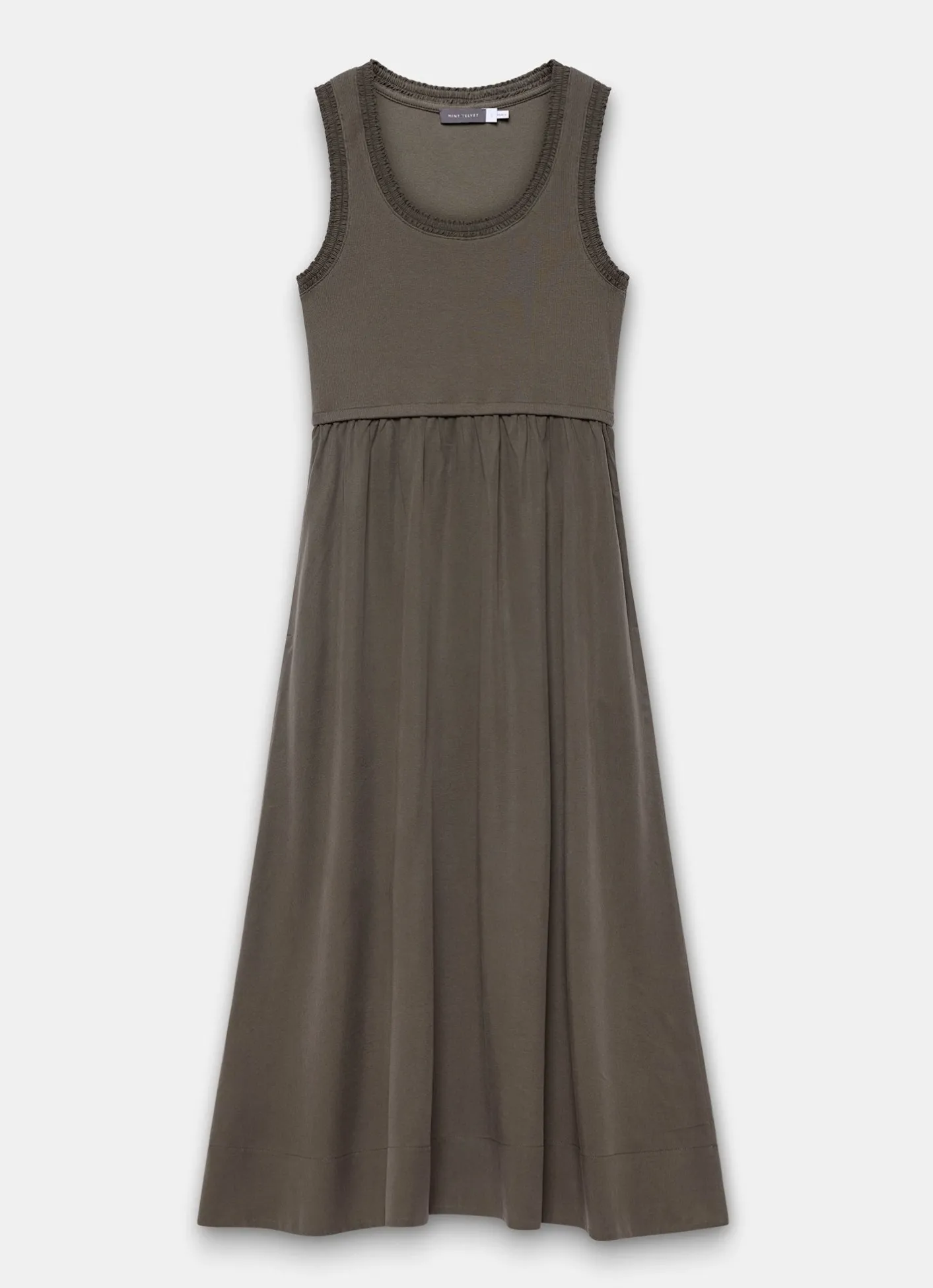 Hot Ruched Trim Cotton Midi Dress Summer Dresses|Midi Dresses