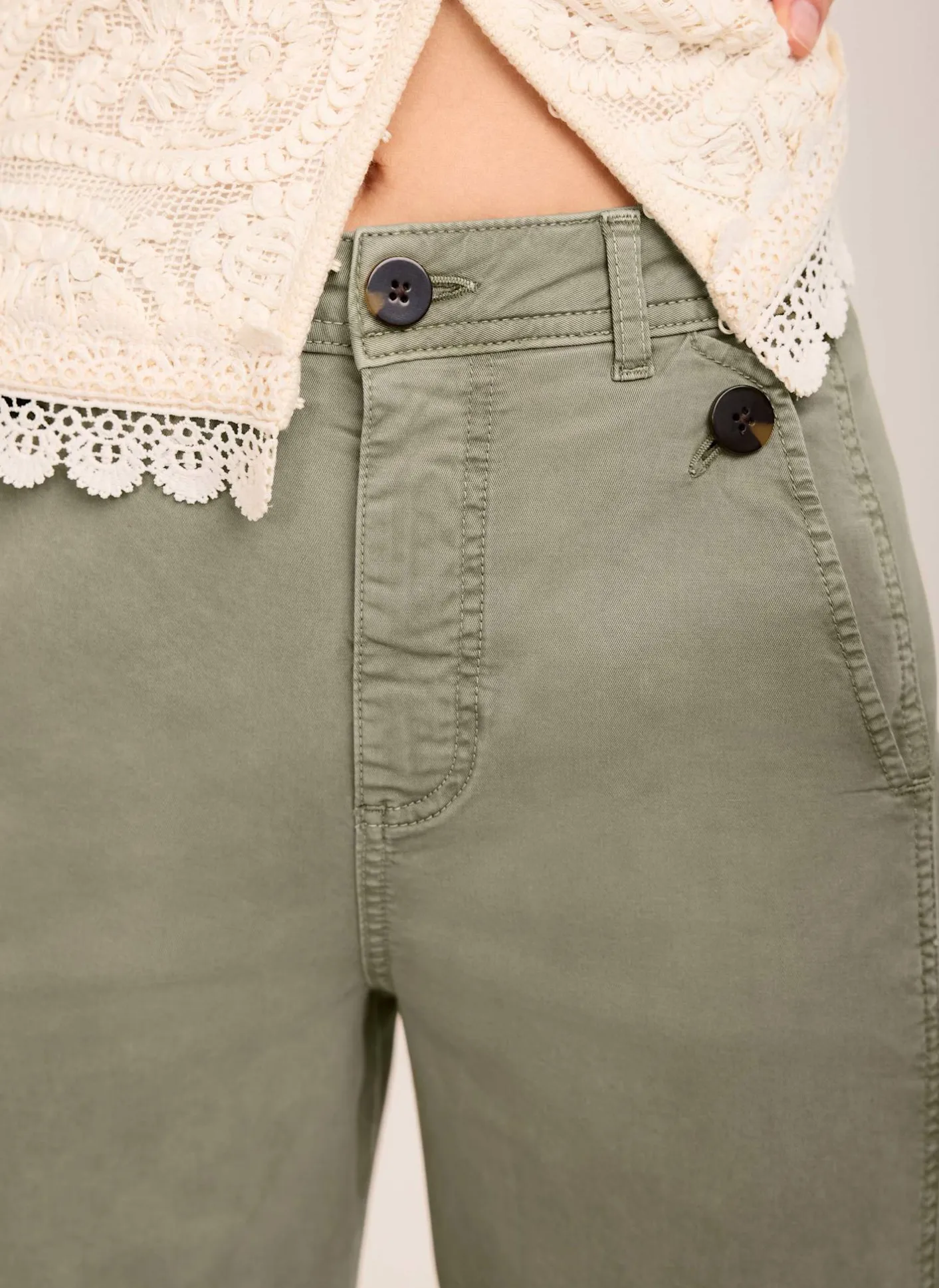 Discount Washed Barrel Leg Chino Trousers Trousers