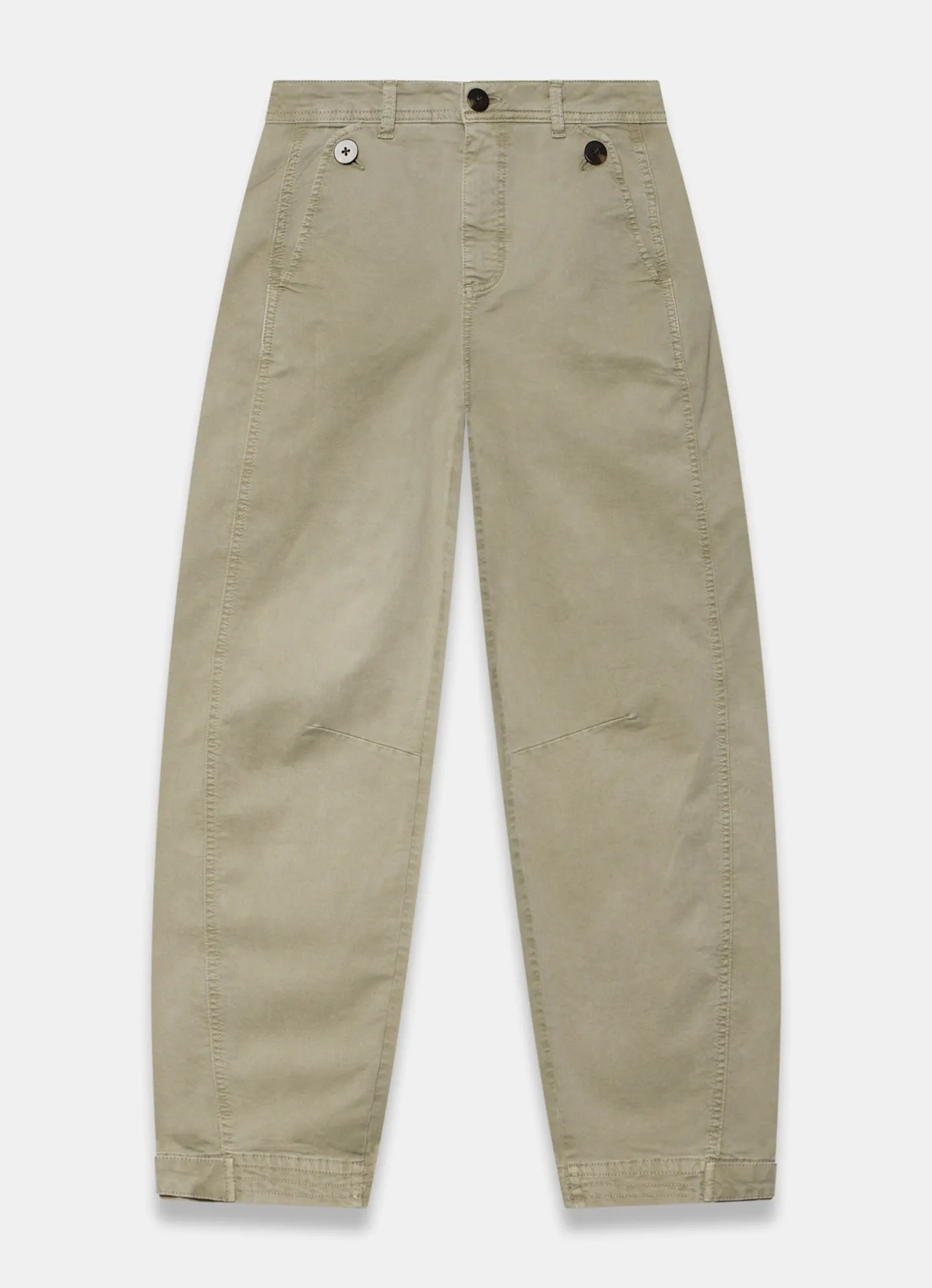 Discount Washed Barrel Leg Chino Trousers Trousers
