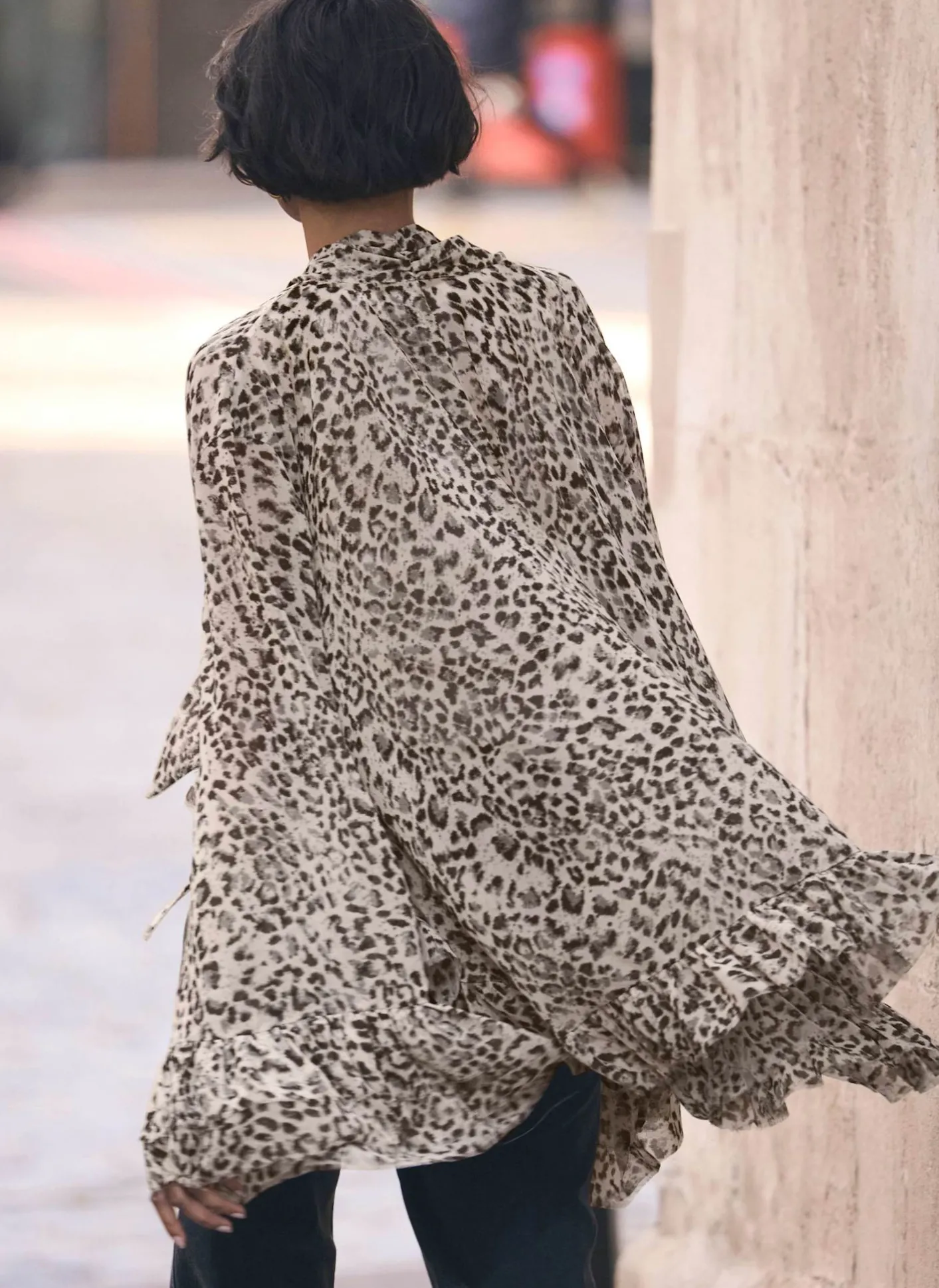New Leopard Print Ruffle Blouse Shirts & Blouses