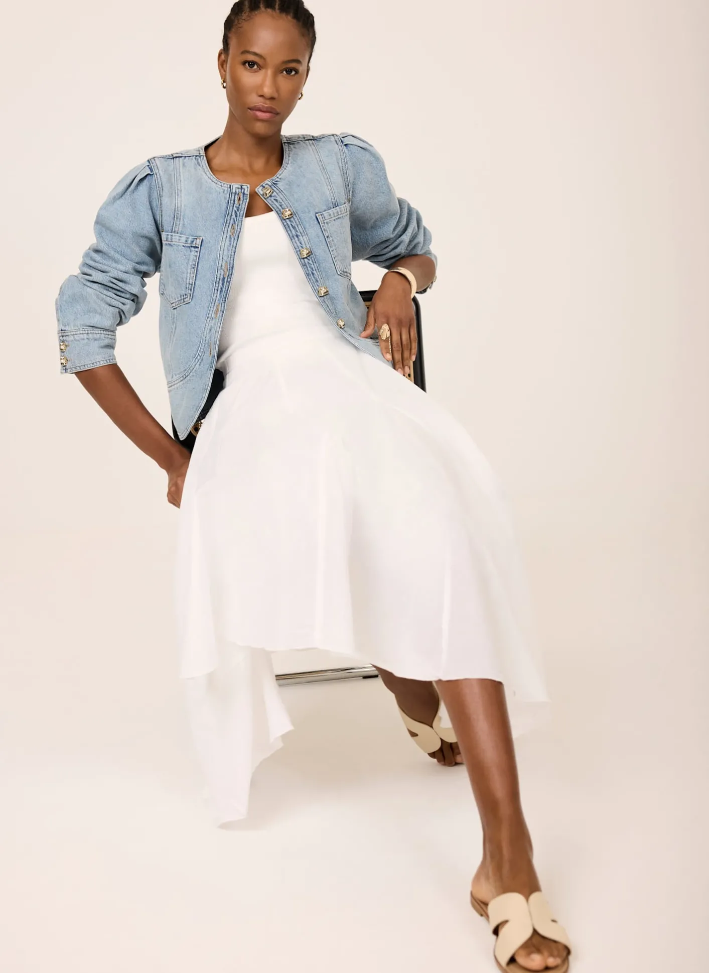 Best Light Indigo Collarless Denim Jacket Jackets|Denim Jackets