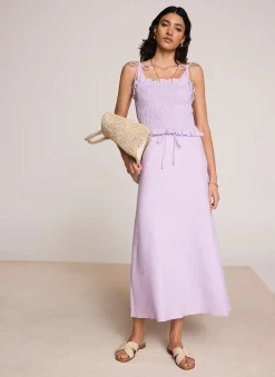 Outlet Linen Bias Midi Skirt Midi Skirts|Skirts