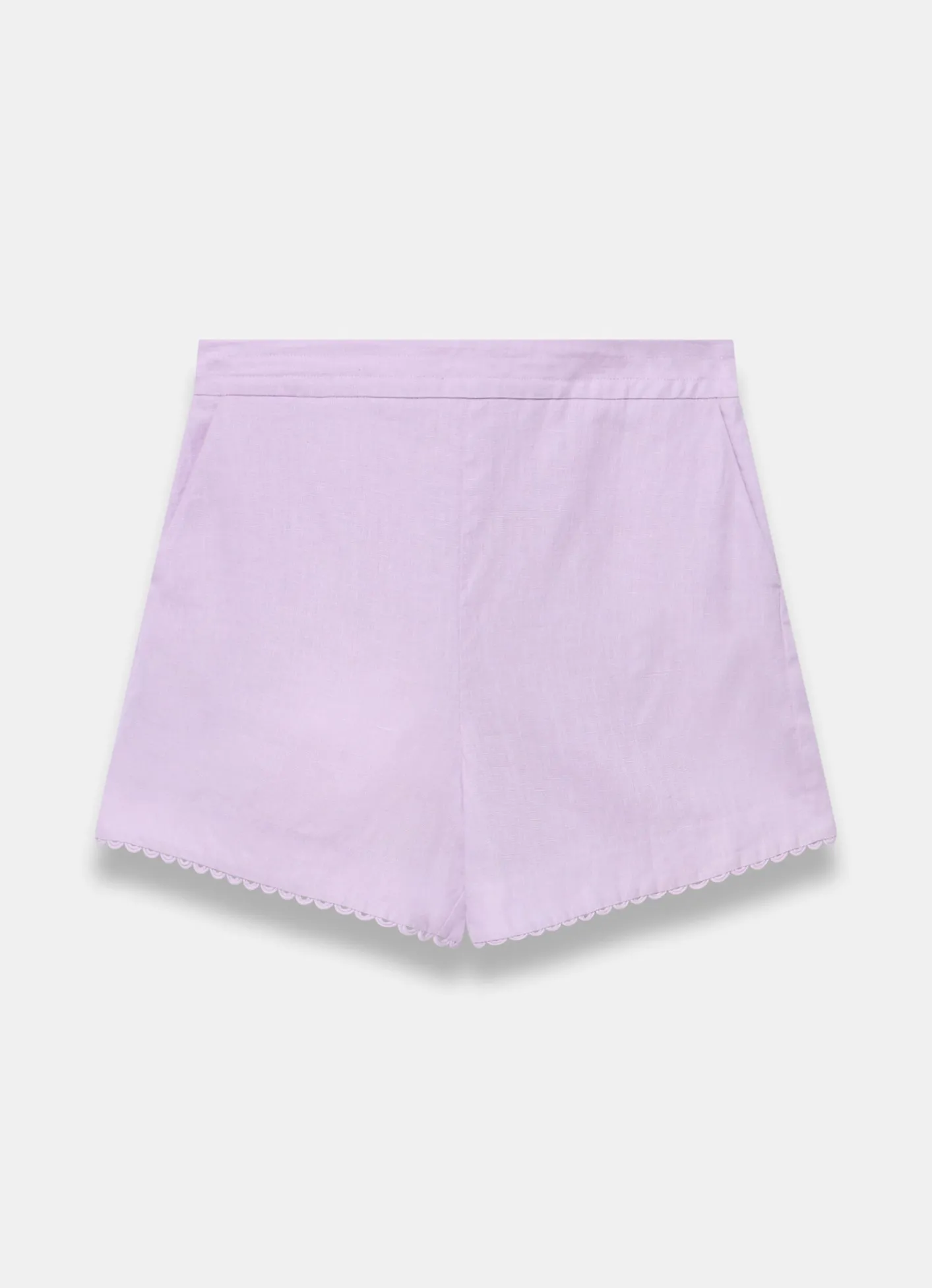 Linen Scallop Hem Shorts Shorts|Trousers