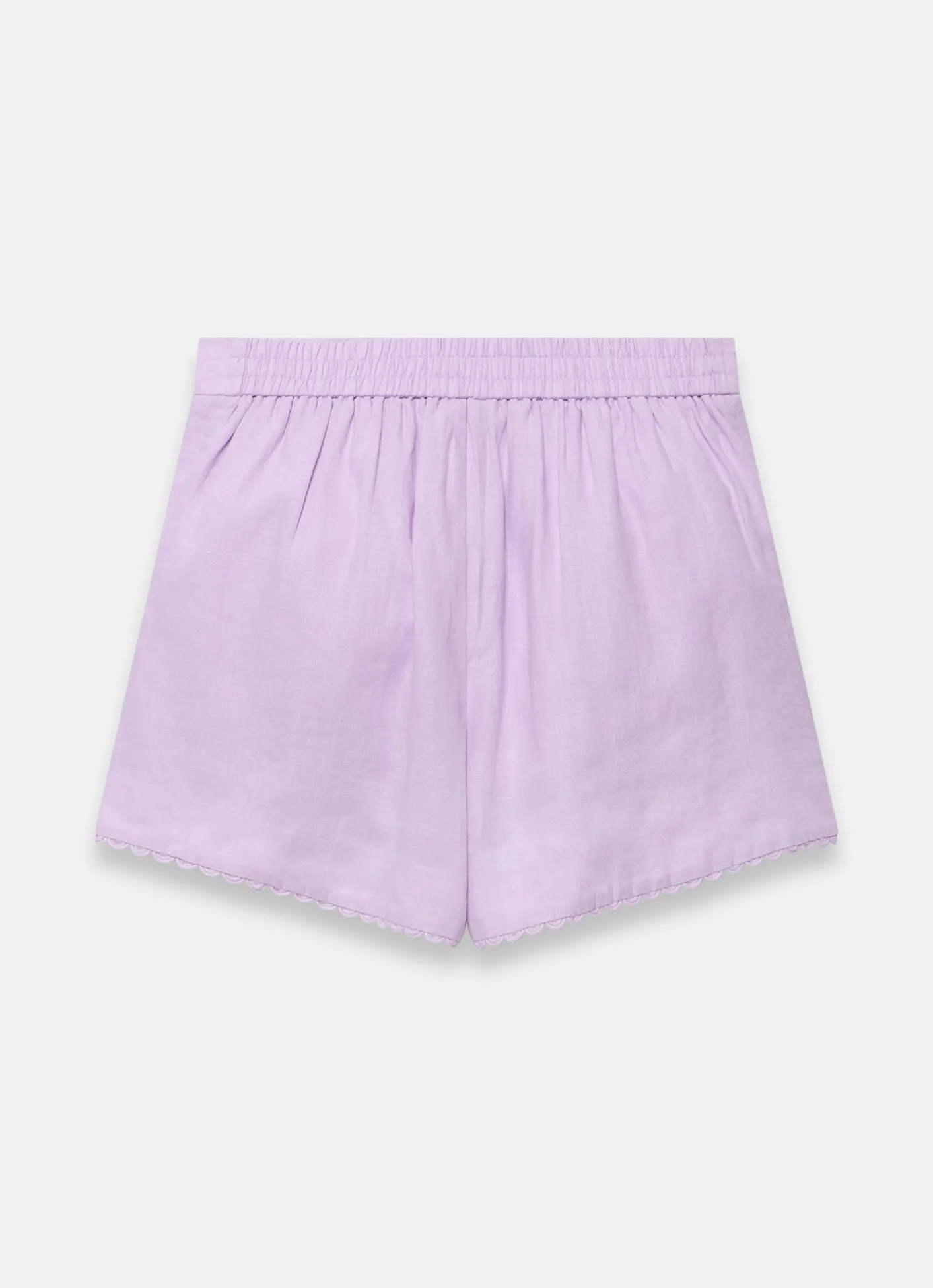 Linen Scallop Hem Shorts Shorts|Trousers