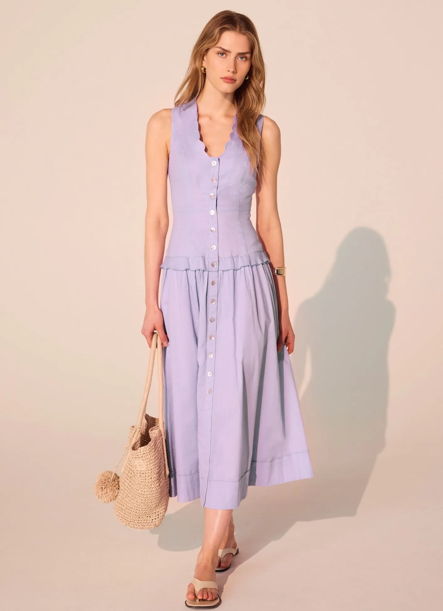 Online Ramie Drop Waist Midi Dress Summer Dresses|Midi Dresses