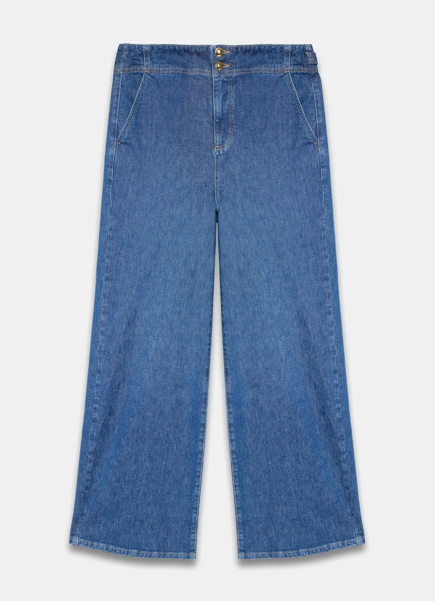Discount Mid Indigo Buckle Detail Wide Jeans Jeans|Wide Leg Jeans